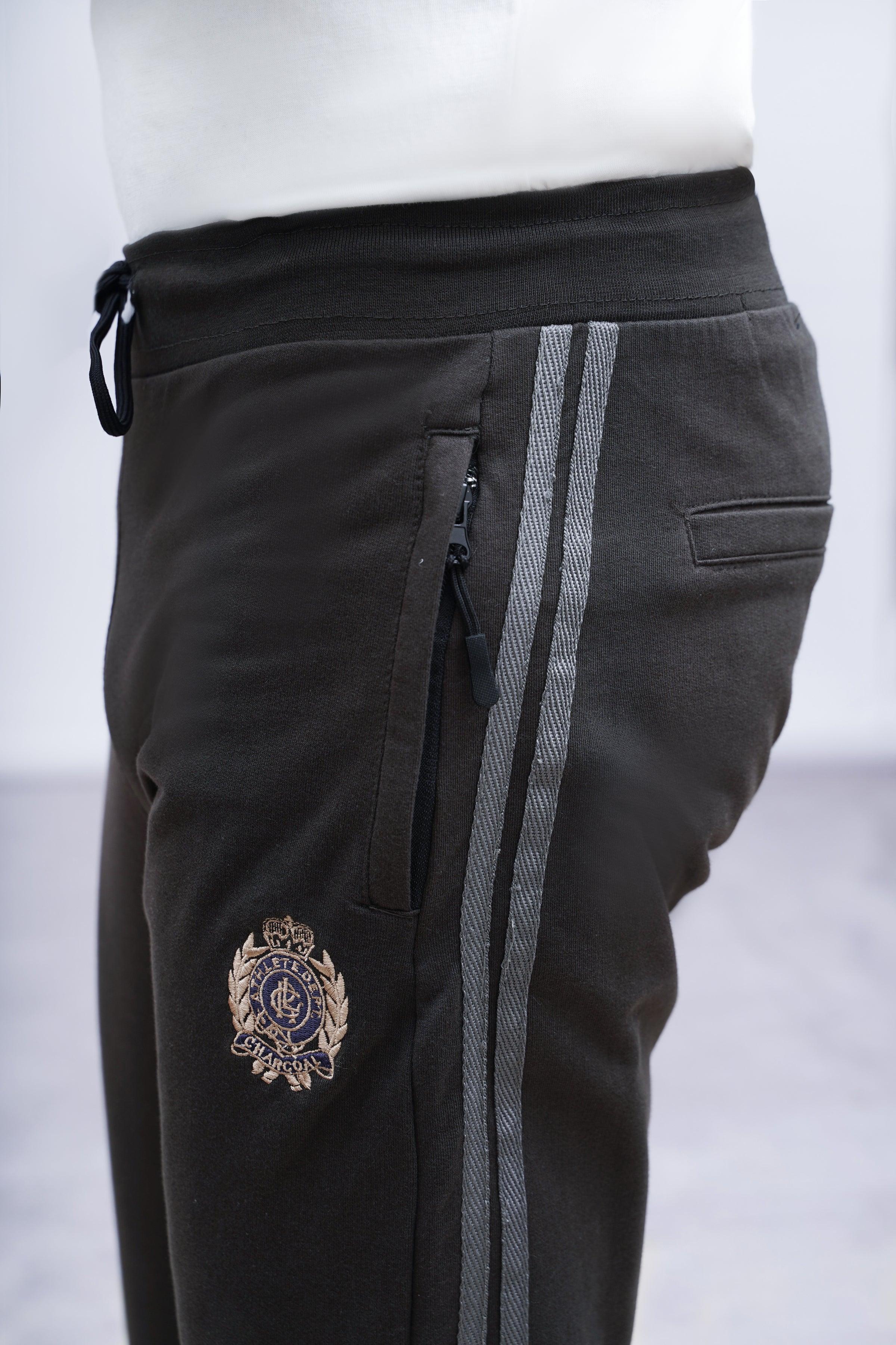 TERRY SIDE TAPE TROUSER OLIVE at Charcoal Clothing