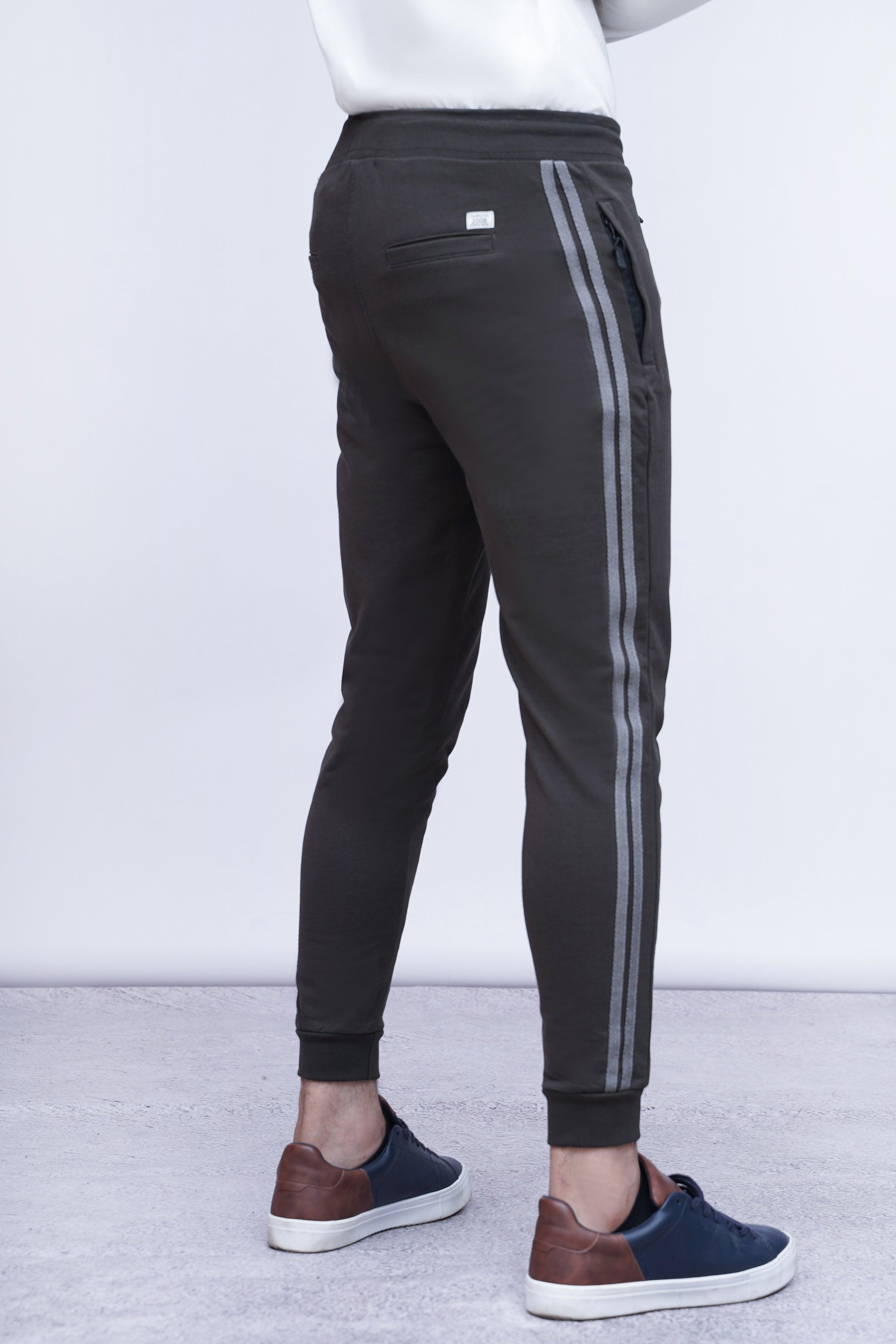 TERRY SIDE TAPE TROUSER OLIVE at Charcoal Clothing