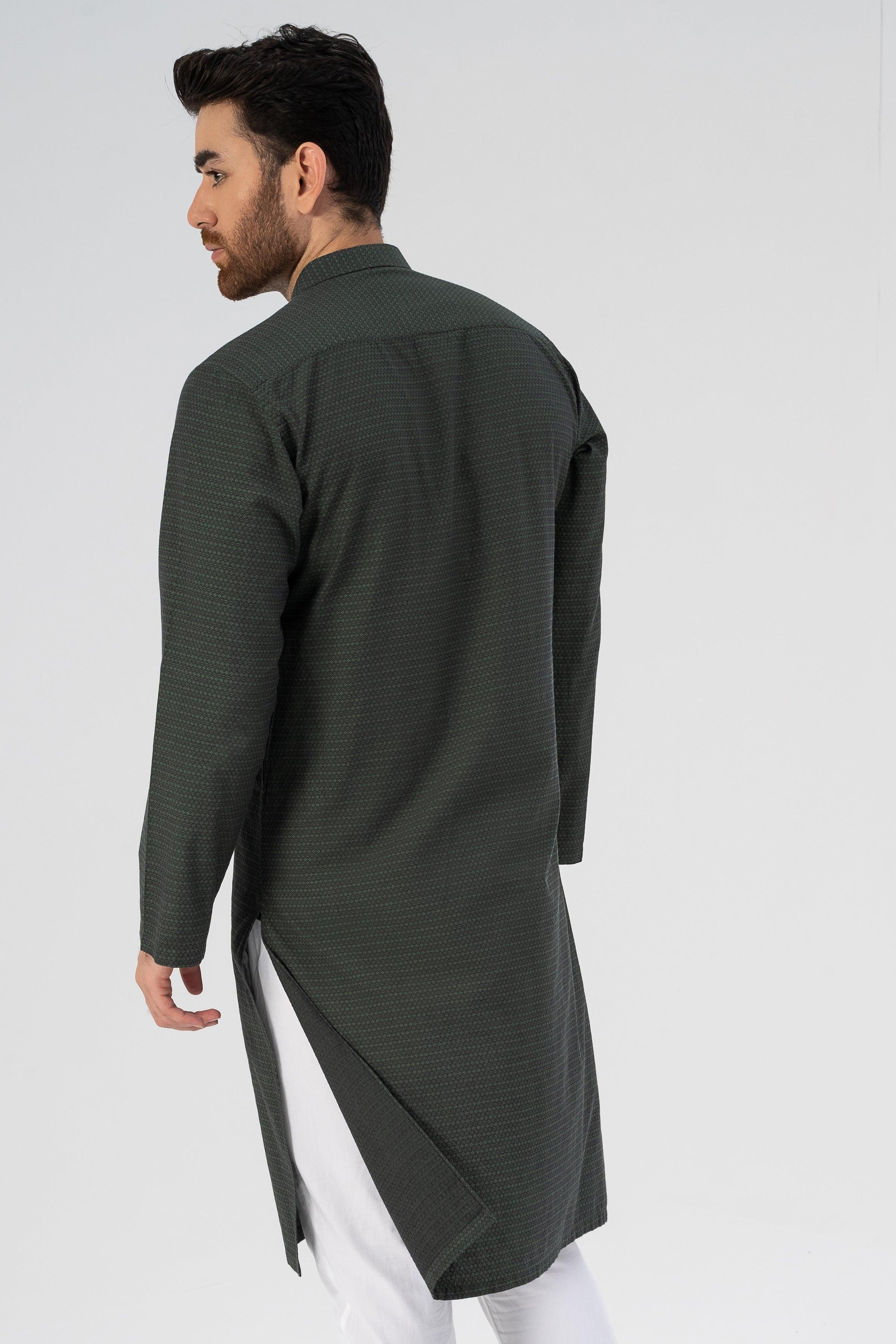 TEXTURED KURTA GREEN at Charcoal Clothing