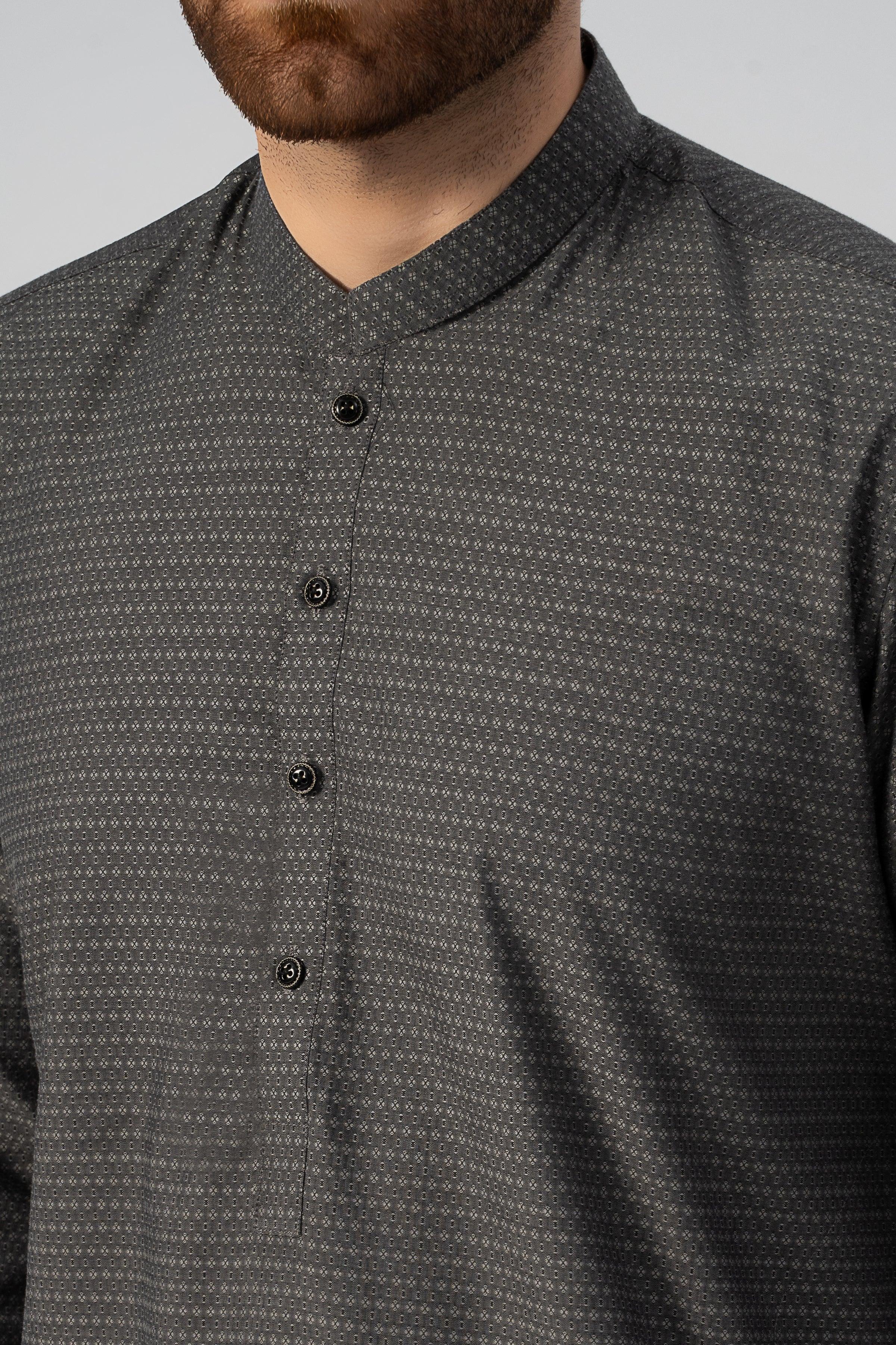 TEXTURED KURTA GREY at Charcoal Clothing