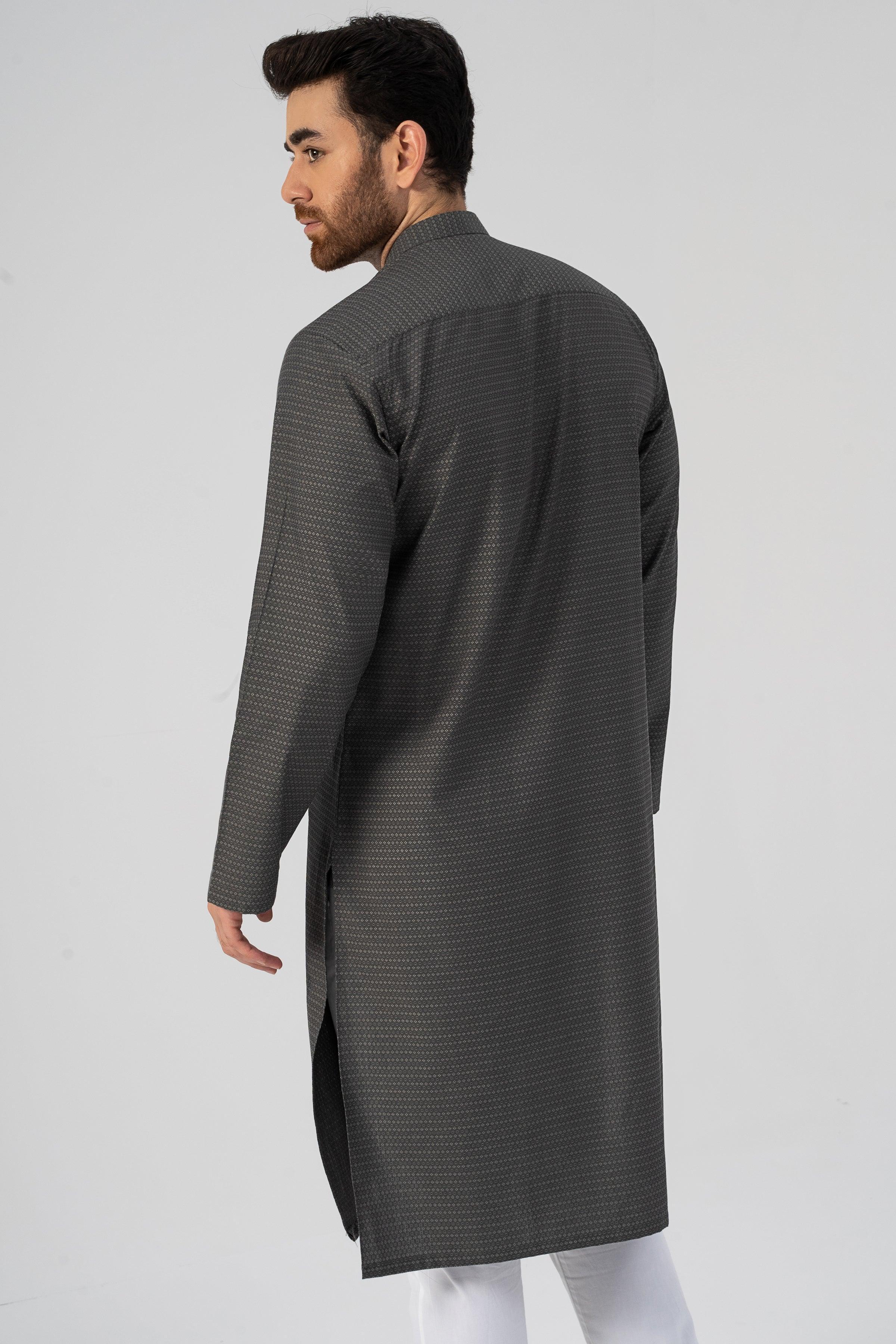TEXTURED KURTA GREY at Charcoal Clothing