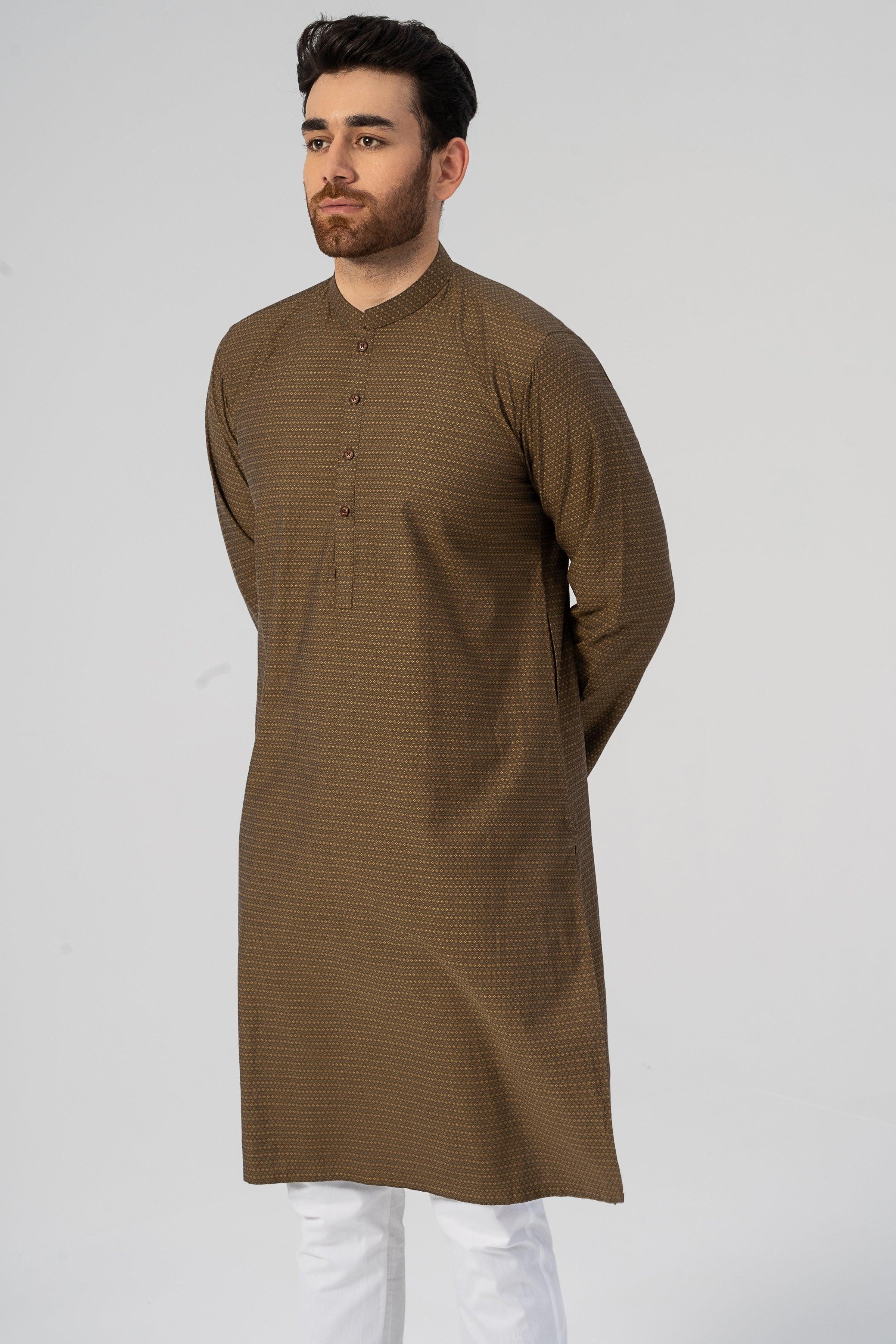 TEXTURED KURTA MUSTARD at Charcoal Clothing