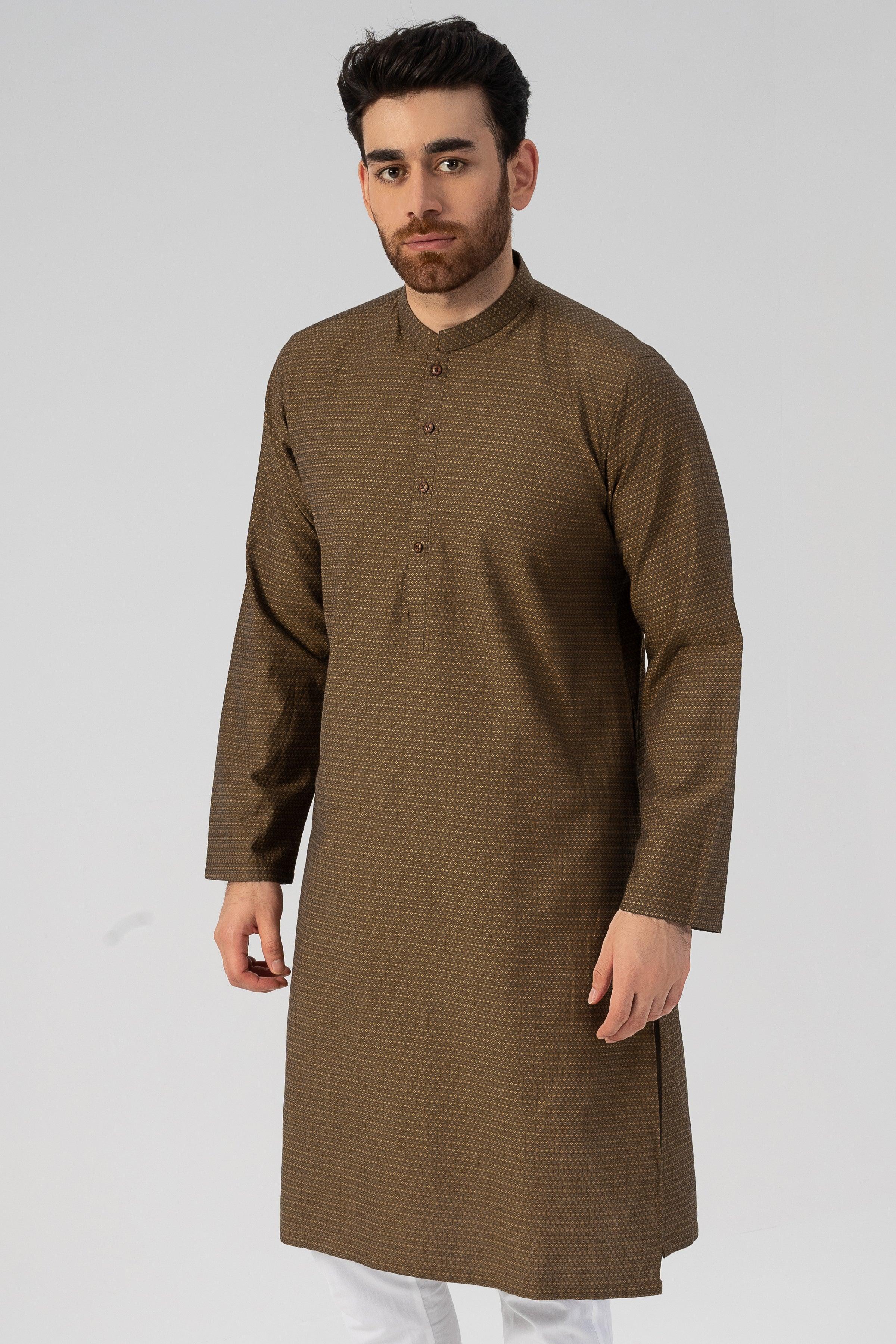 TEXTURED KURTA MUSTARD at Charcoal Clothing