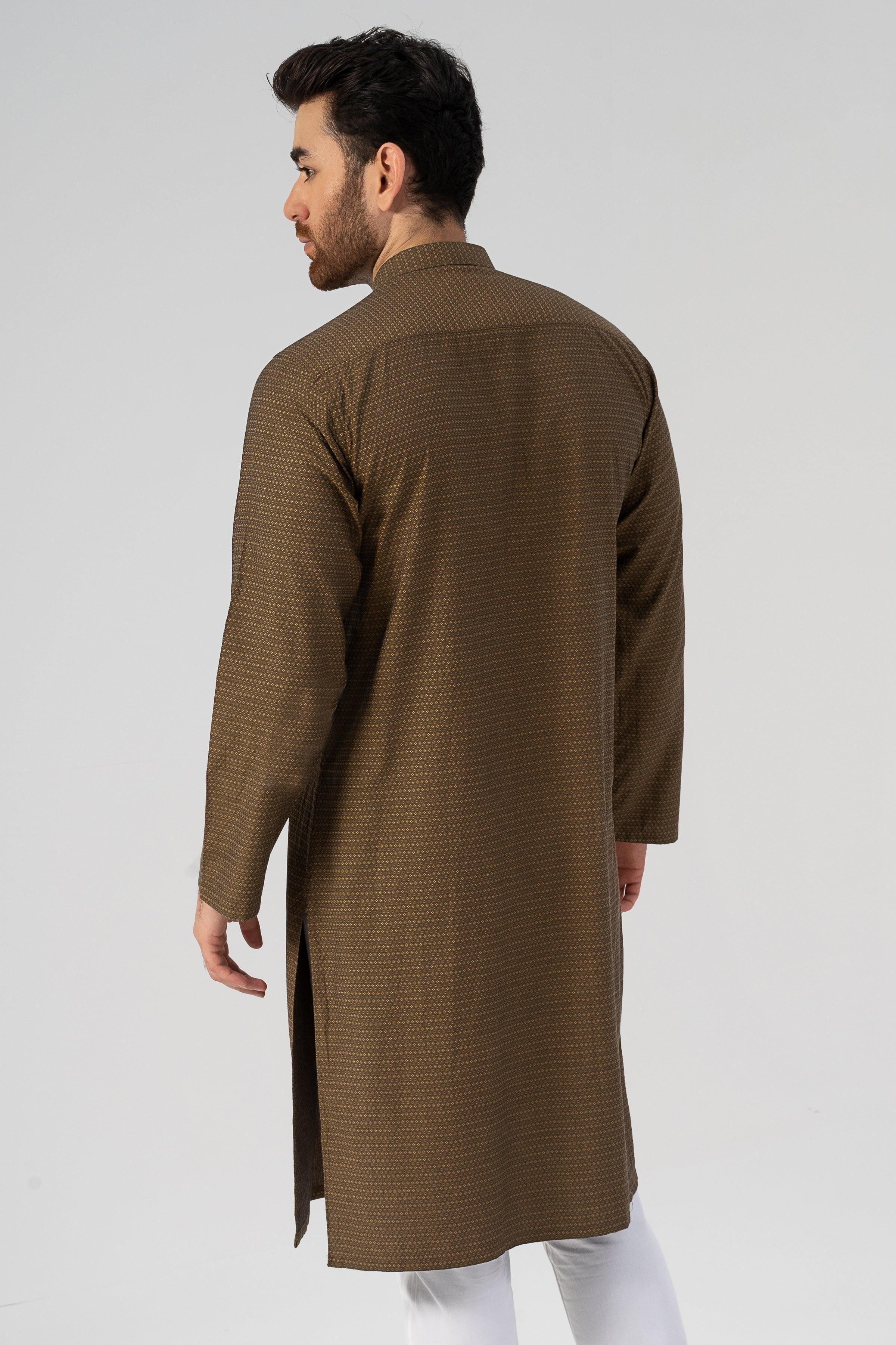 TEXTURED KURTA MUSTARD at Charcoal Clothing