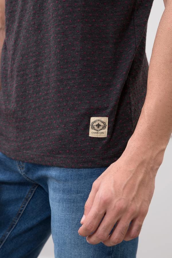 TEXTURED T SHIRT ROUND NECK CHARCOAL at Charcoal Clothing