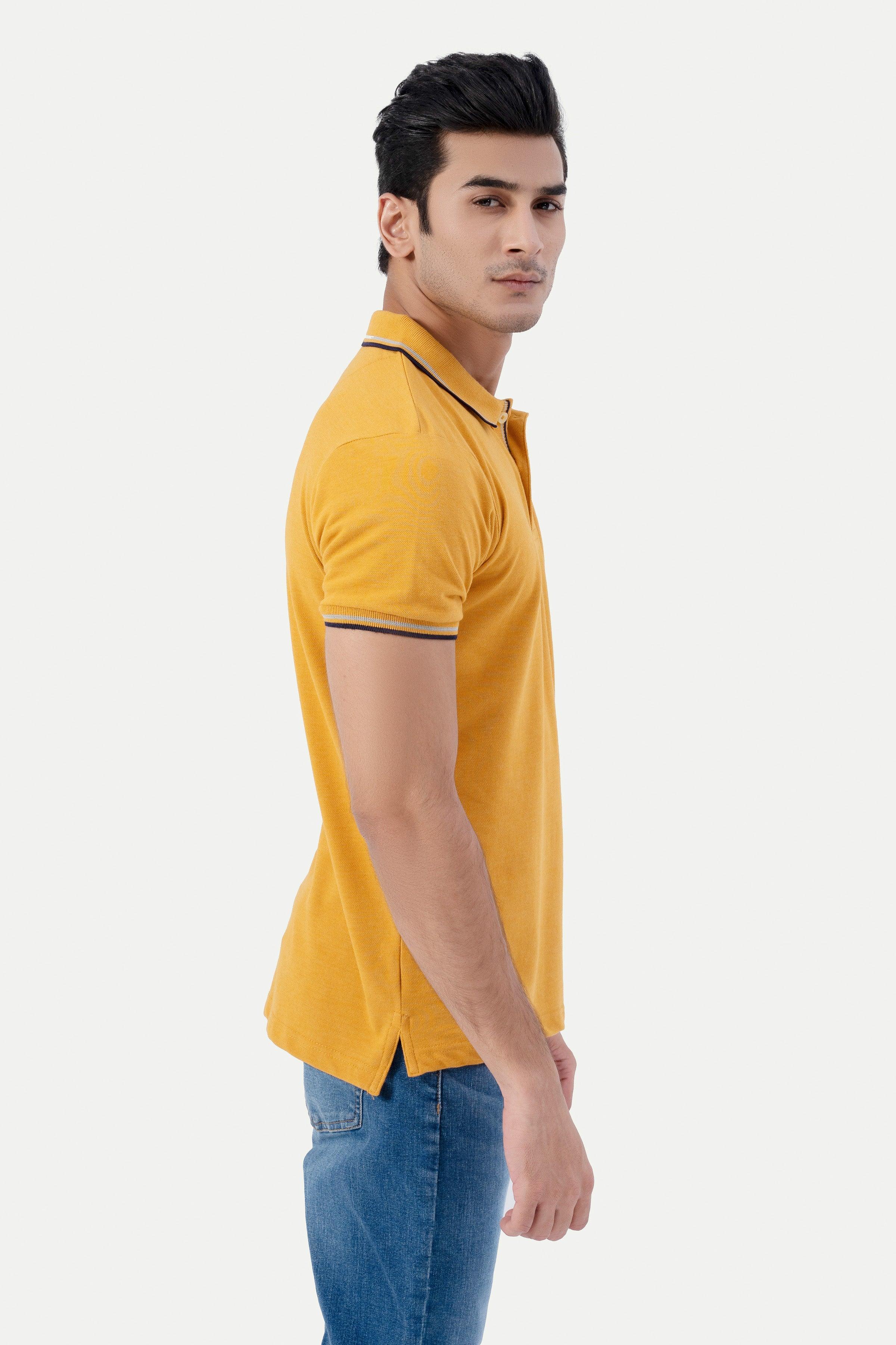 TIPPING POLO MUSTARD MELANGE at Charcoal Clothing