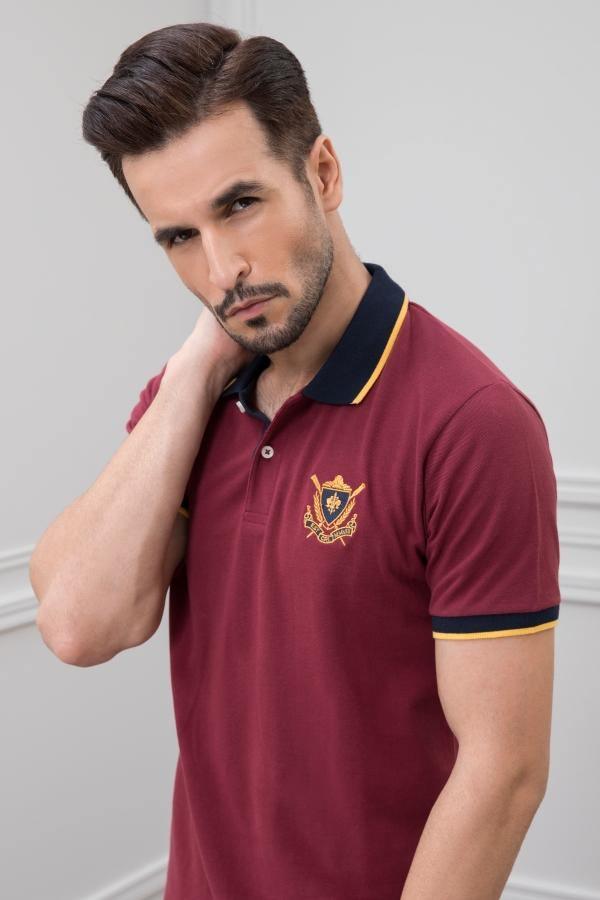 TIPPING POLO SHIRT MAROON at Charcoal Clothing