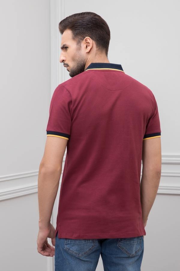 TIPPING POLO SHIRT MAROON at Charcoal Clothing