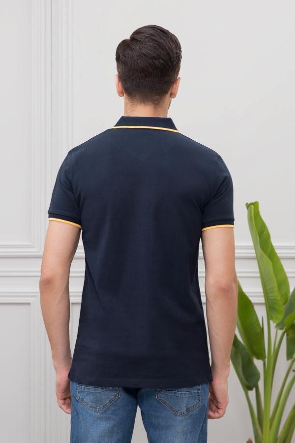 TIPPING POLO SHIRT NAVY at Charcoal Clothing