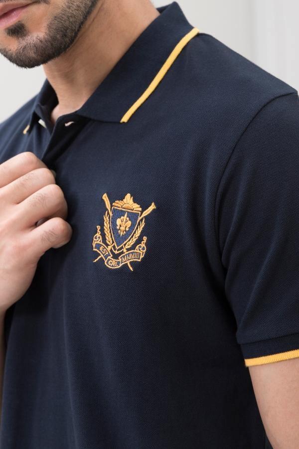 TIPPING POLO SHIRT NAVY at Charcoal Clothing
