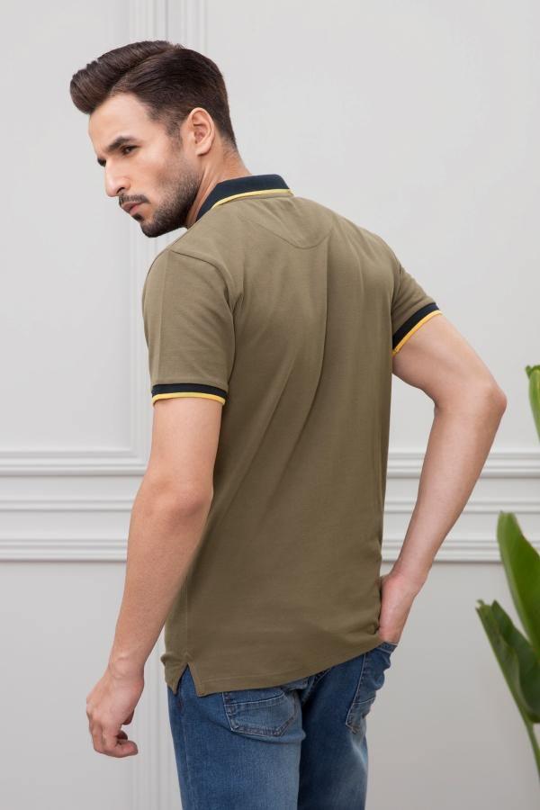 TIPPING POLO SHIRT OLIVE at Charcoal Clothing