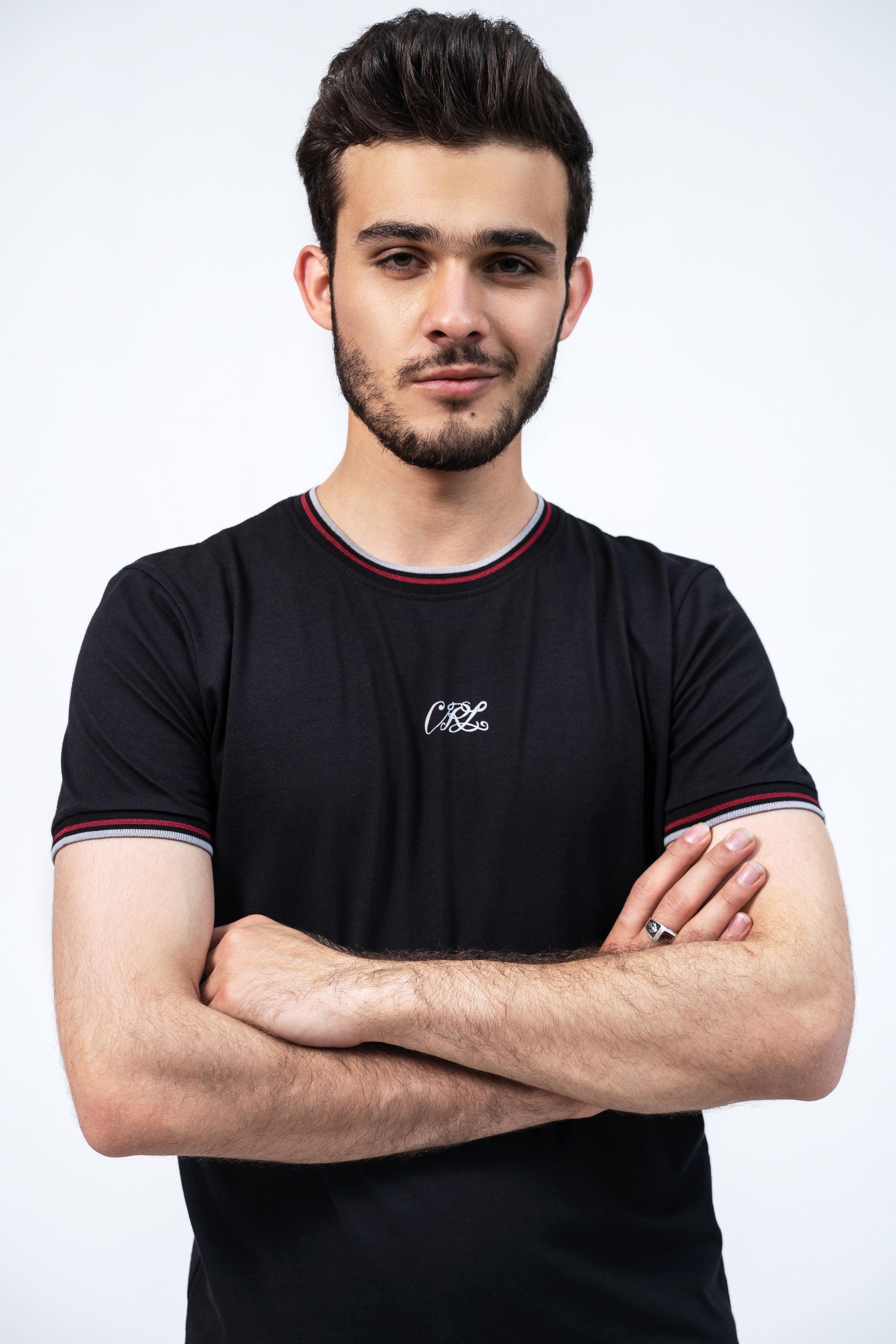 TIPPING T SHIRT BLACK at Charcoal Clothing