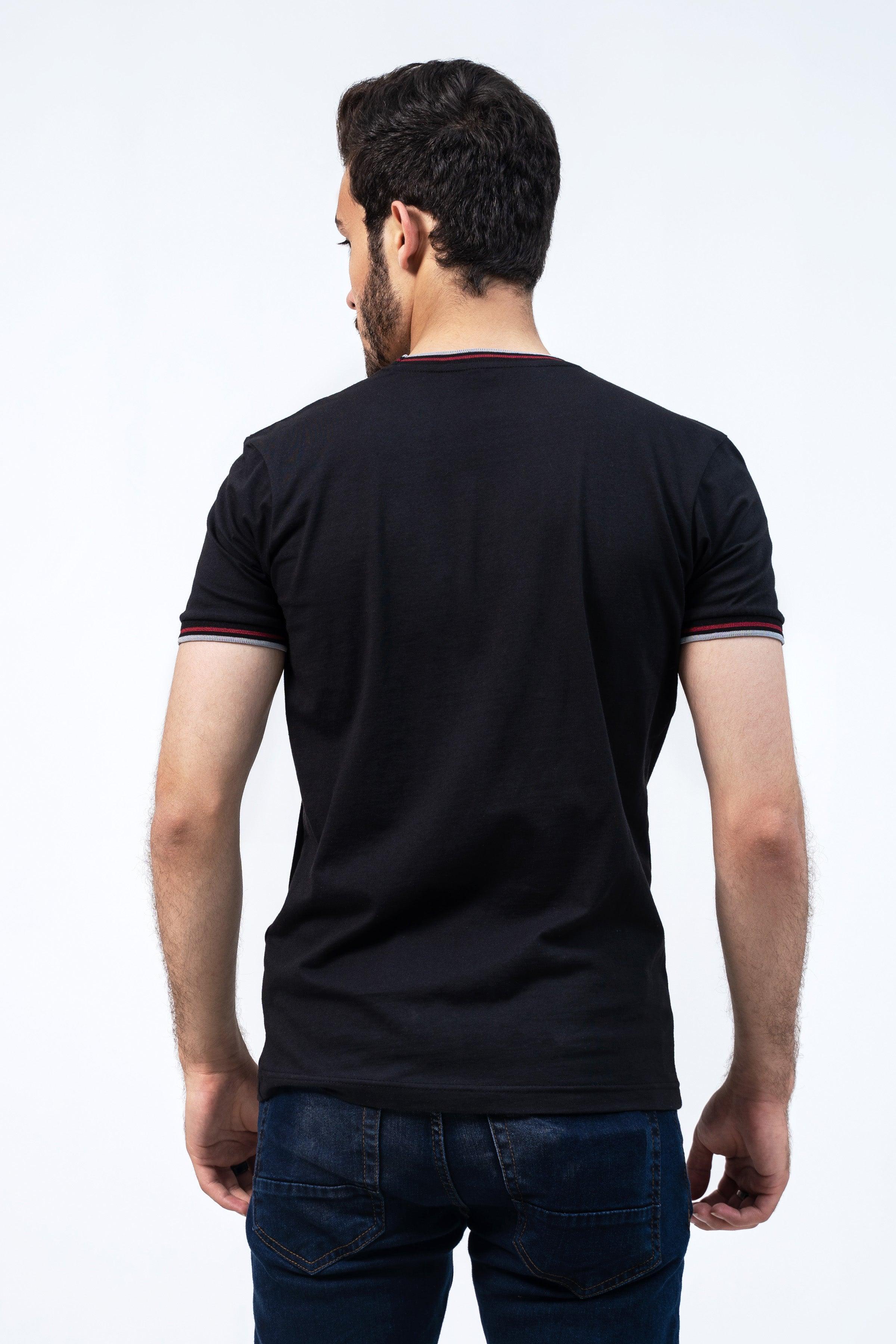 TIPPING T SHIRT BLACK at Charcoal Clothing