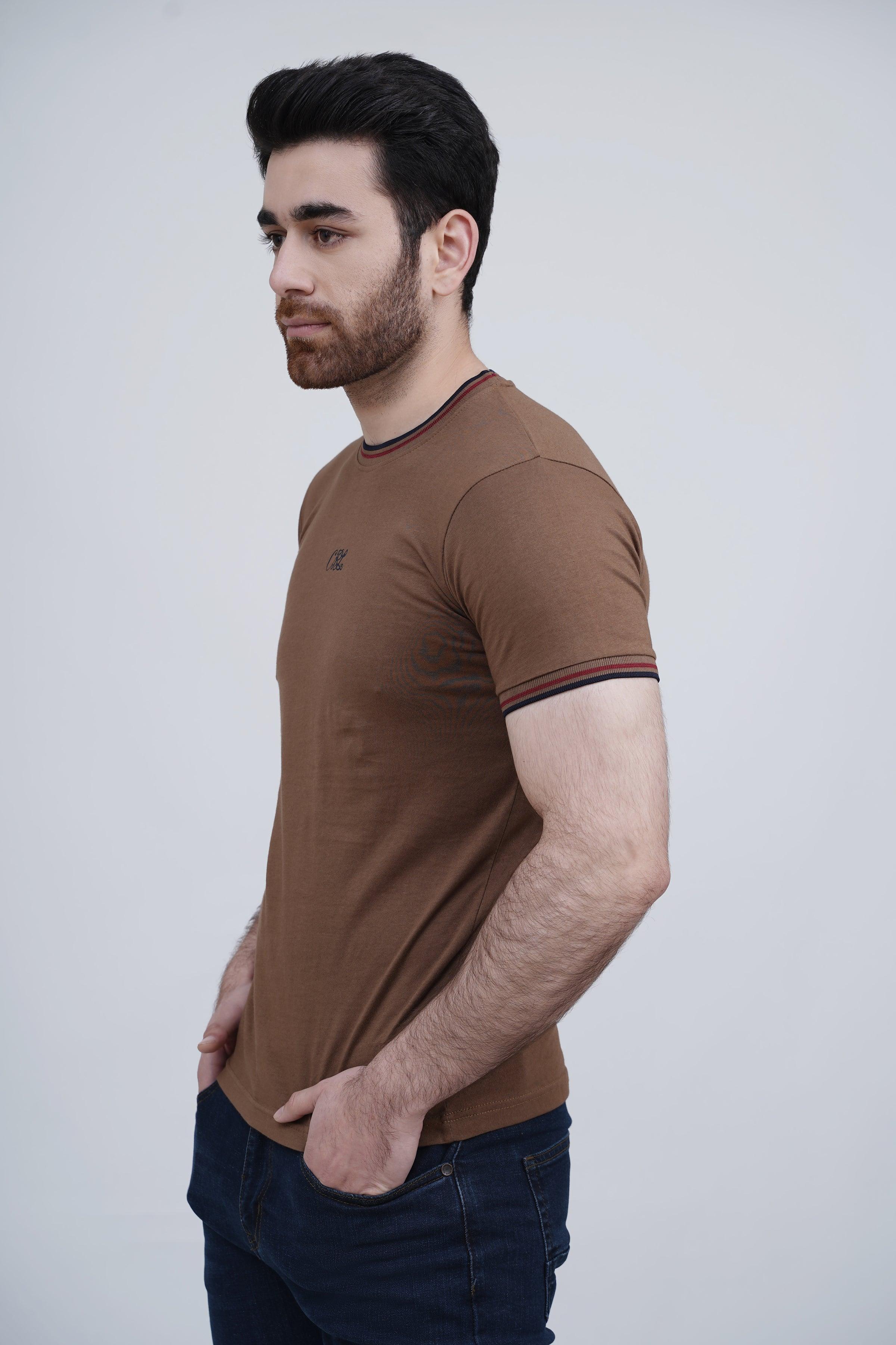 TIPPING T SHIRT MUSTARD at Charcoal Clothing