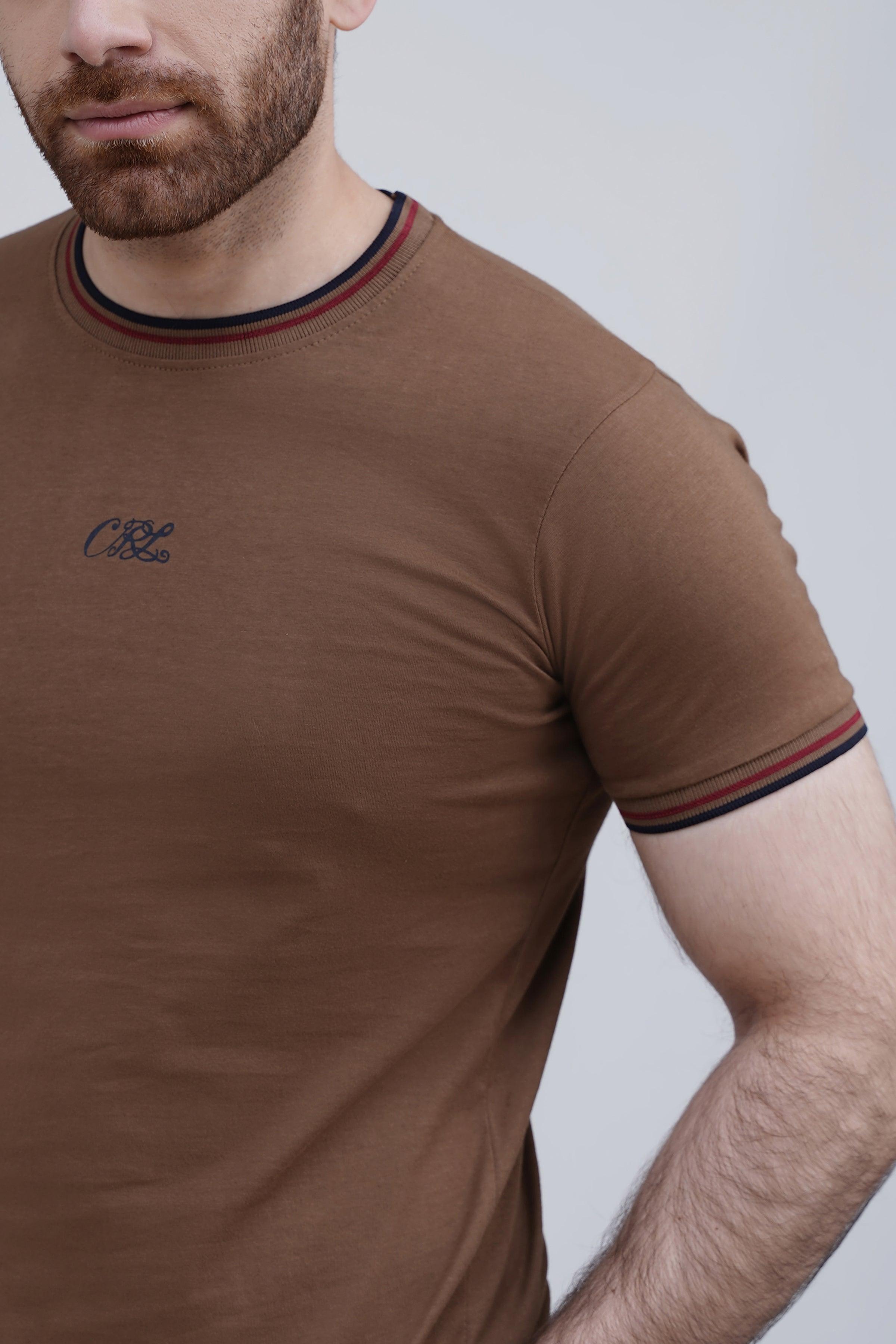 TIPPING T SHIRT MUSTARD at Charcoal Clothing