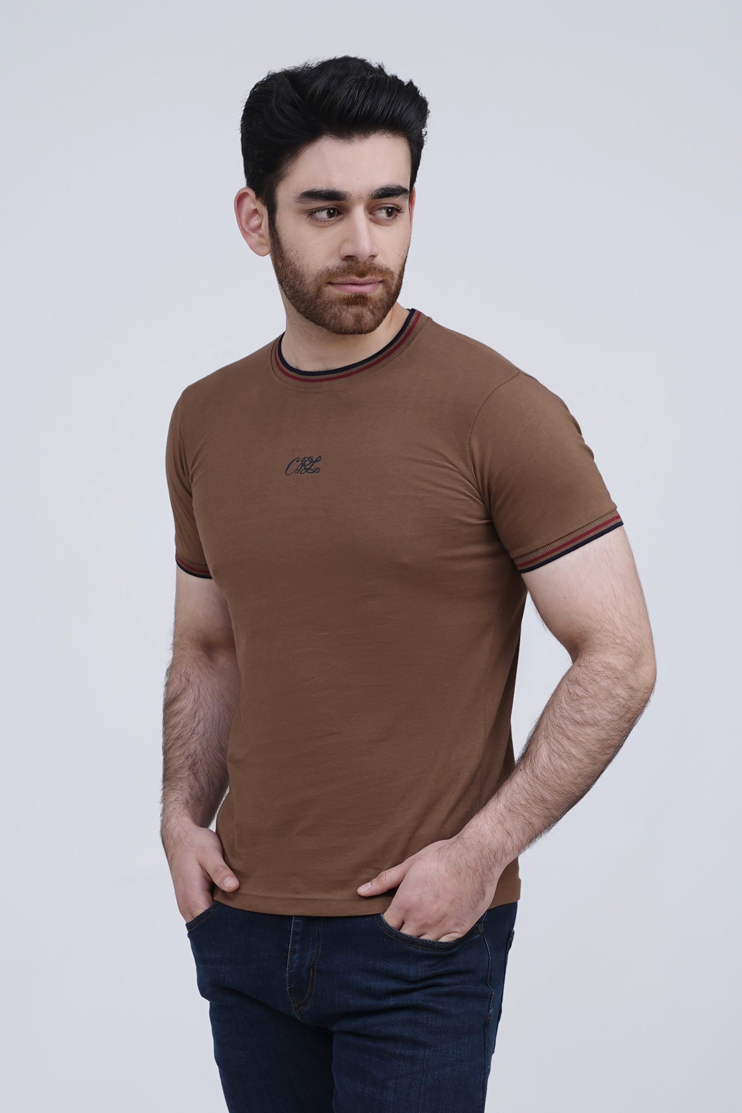 TIPPING T SHIRT MUSTARD at Charcoal Clothing