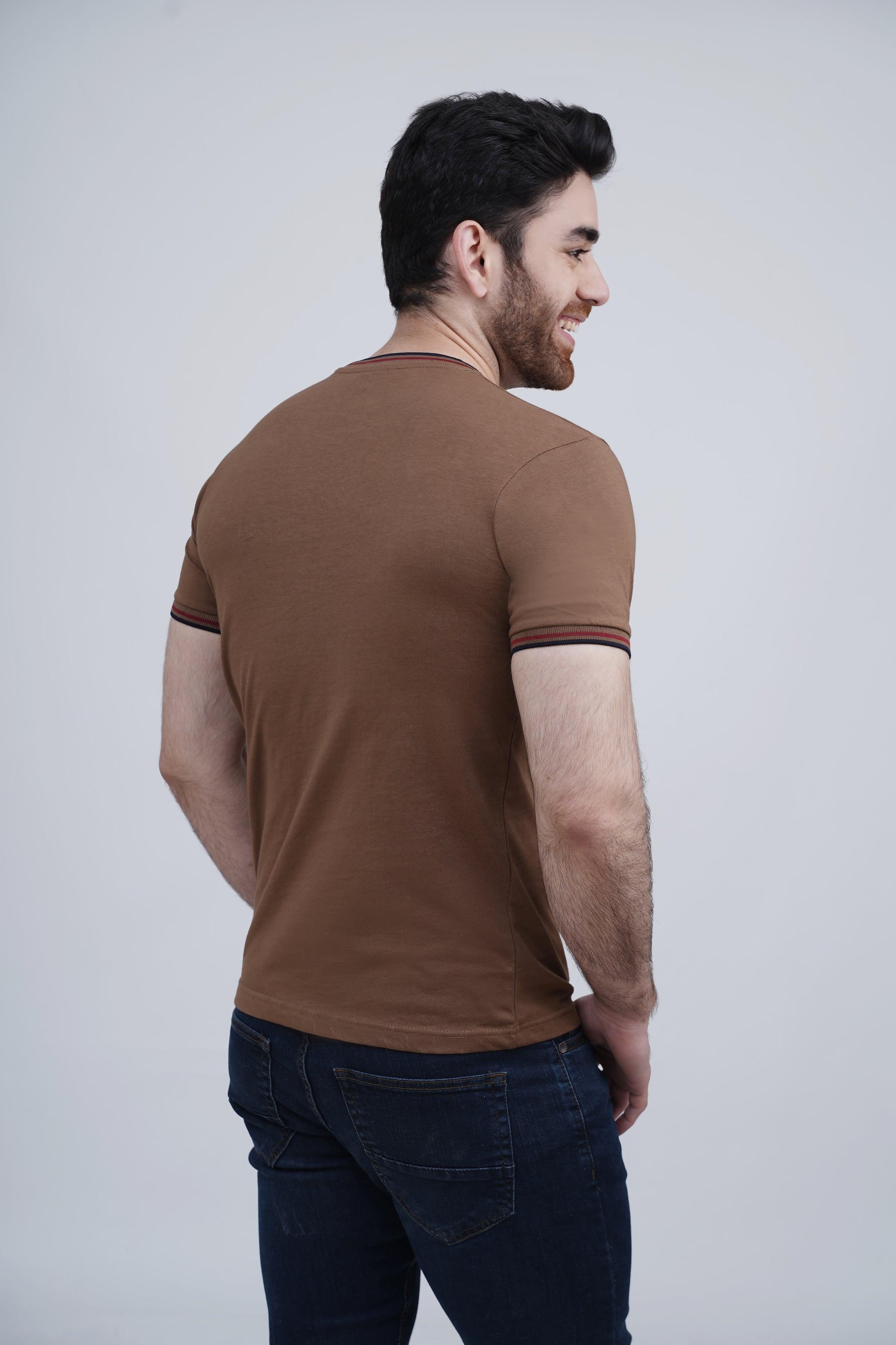 TIPPING T SHIRT MUSTARD at Charcoal Clothing