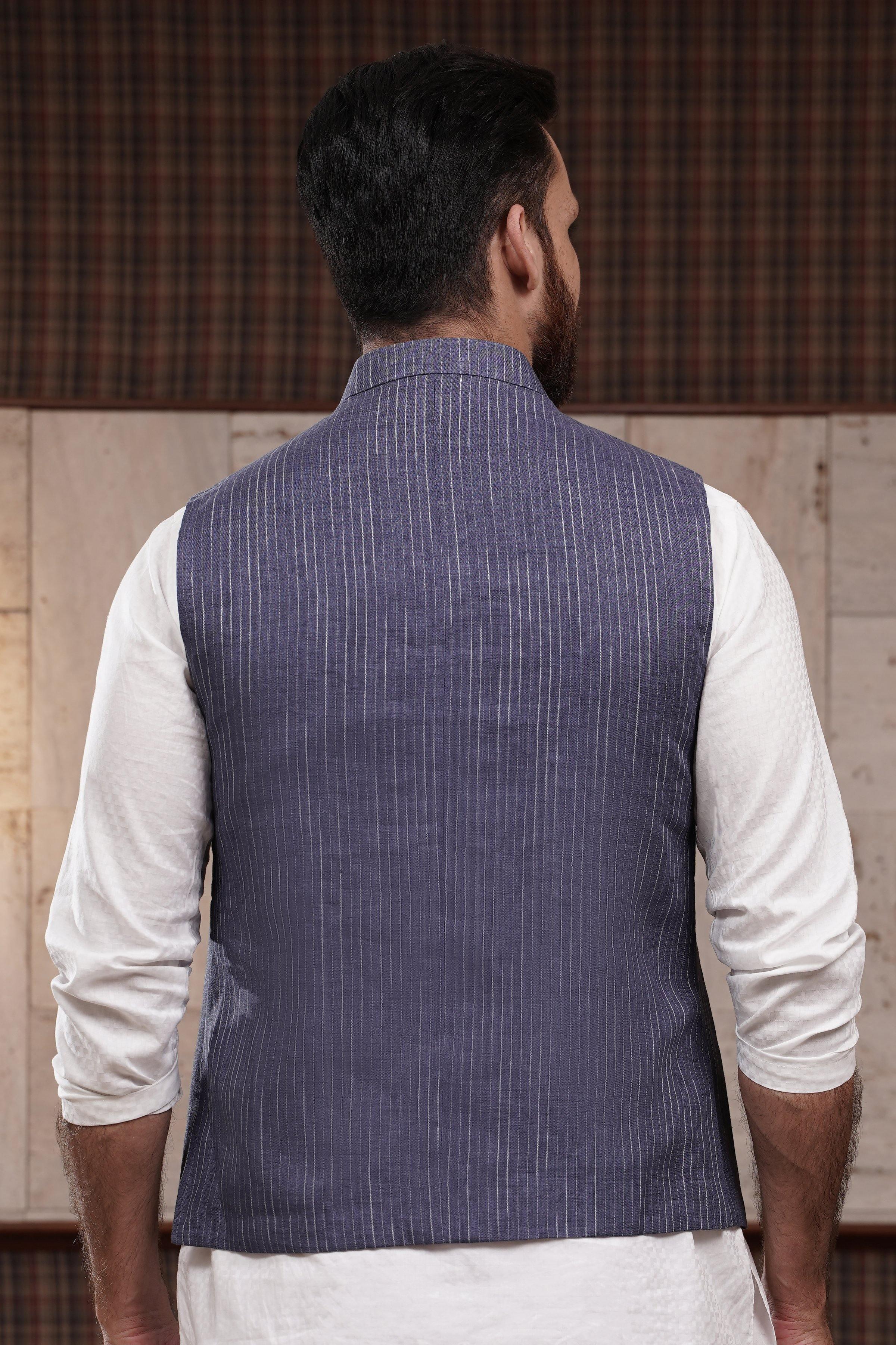 WAIST COAT BLUE GREY at Charcoal Clothing