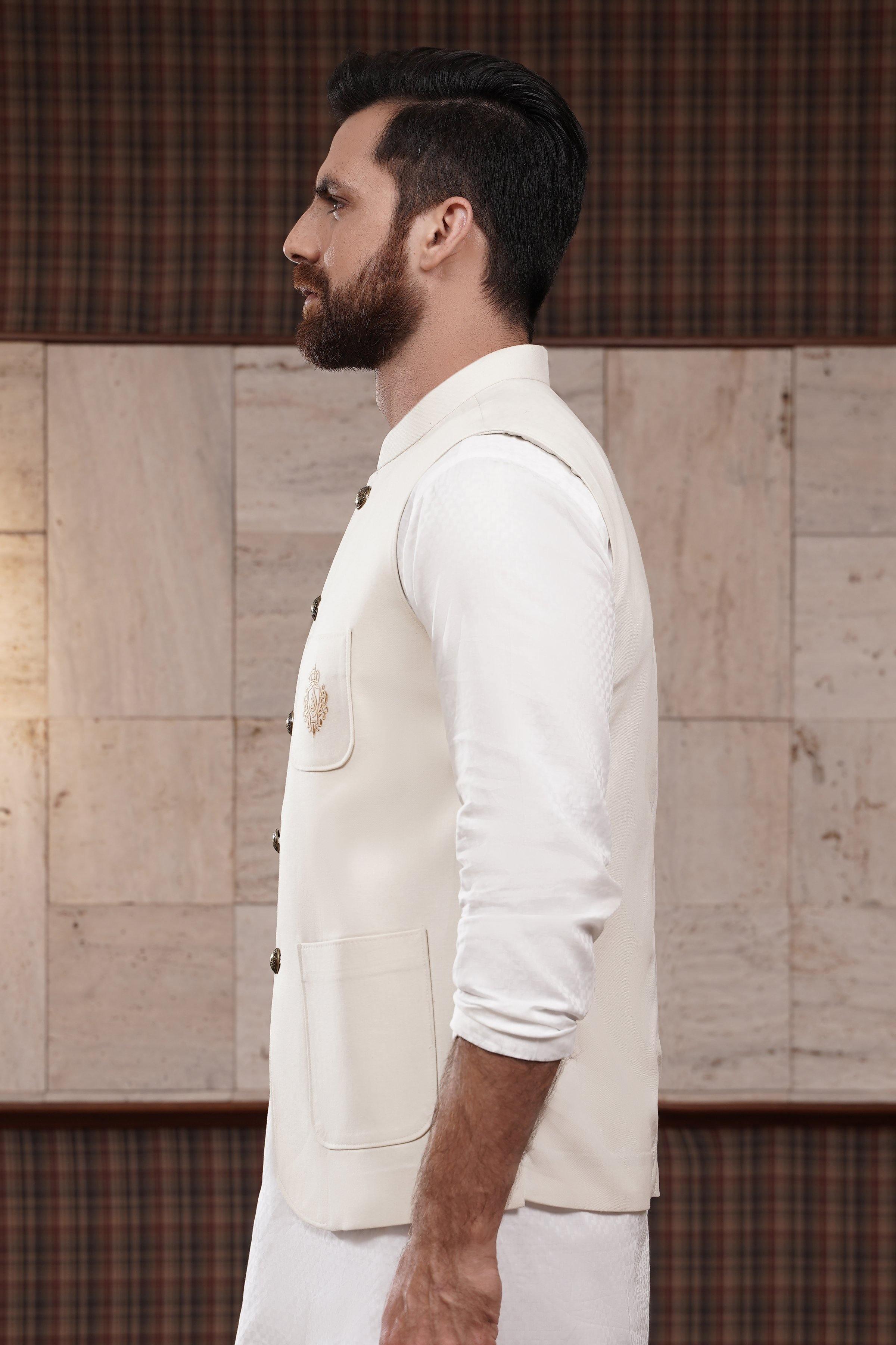 WAIST COAT CREAM at Charcoal Clothing