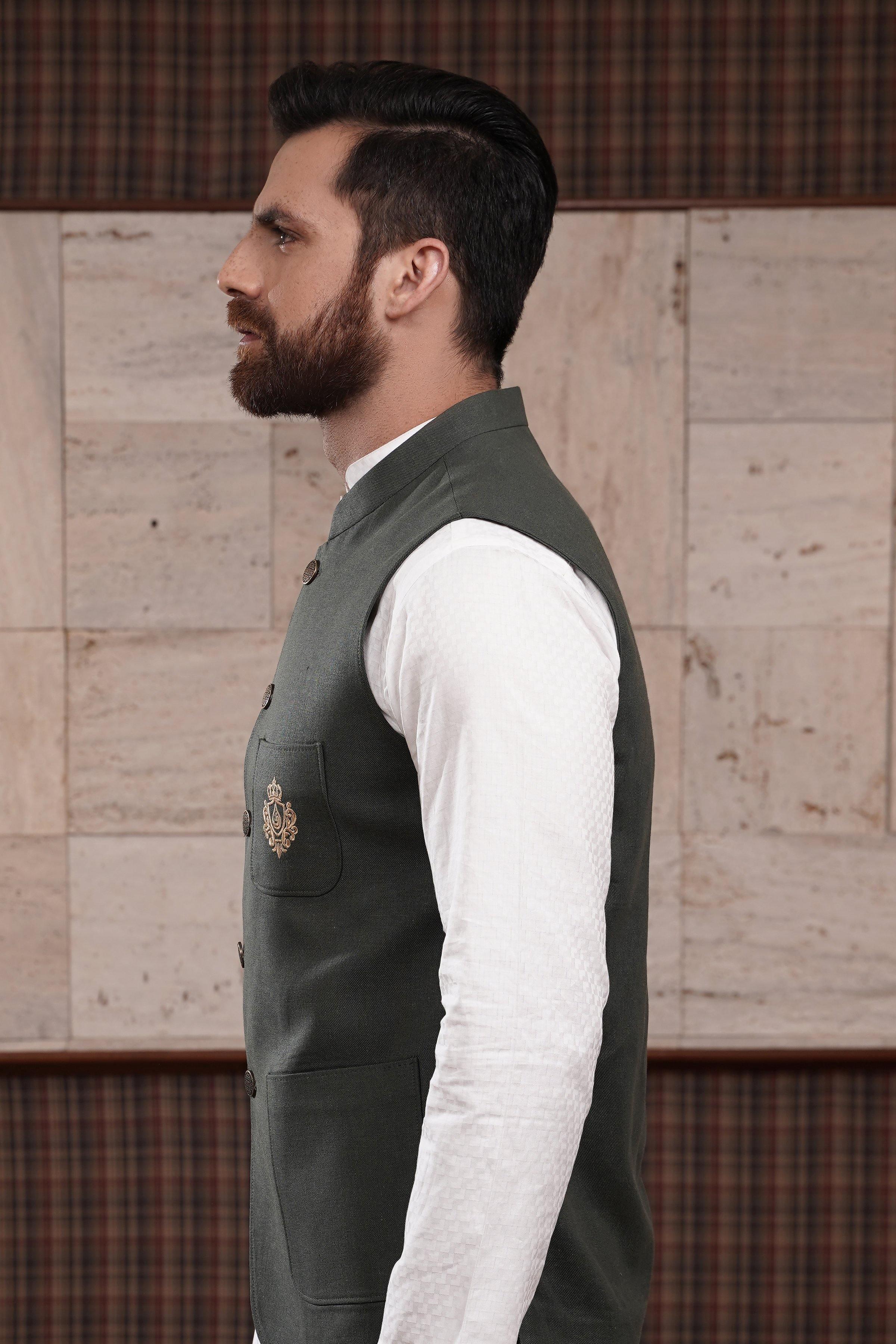 WAIST COAT DARK GREEN at Charcoal Clothing