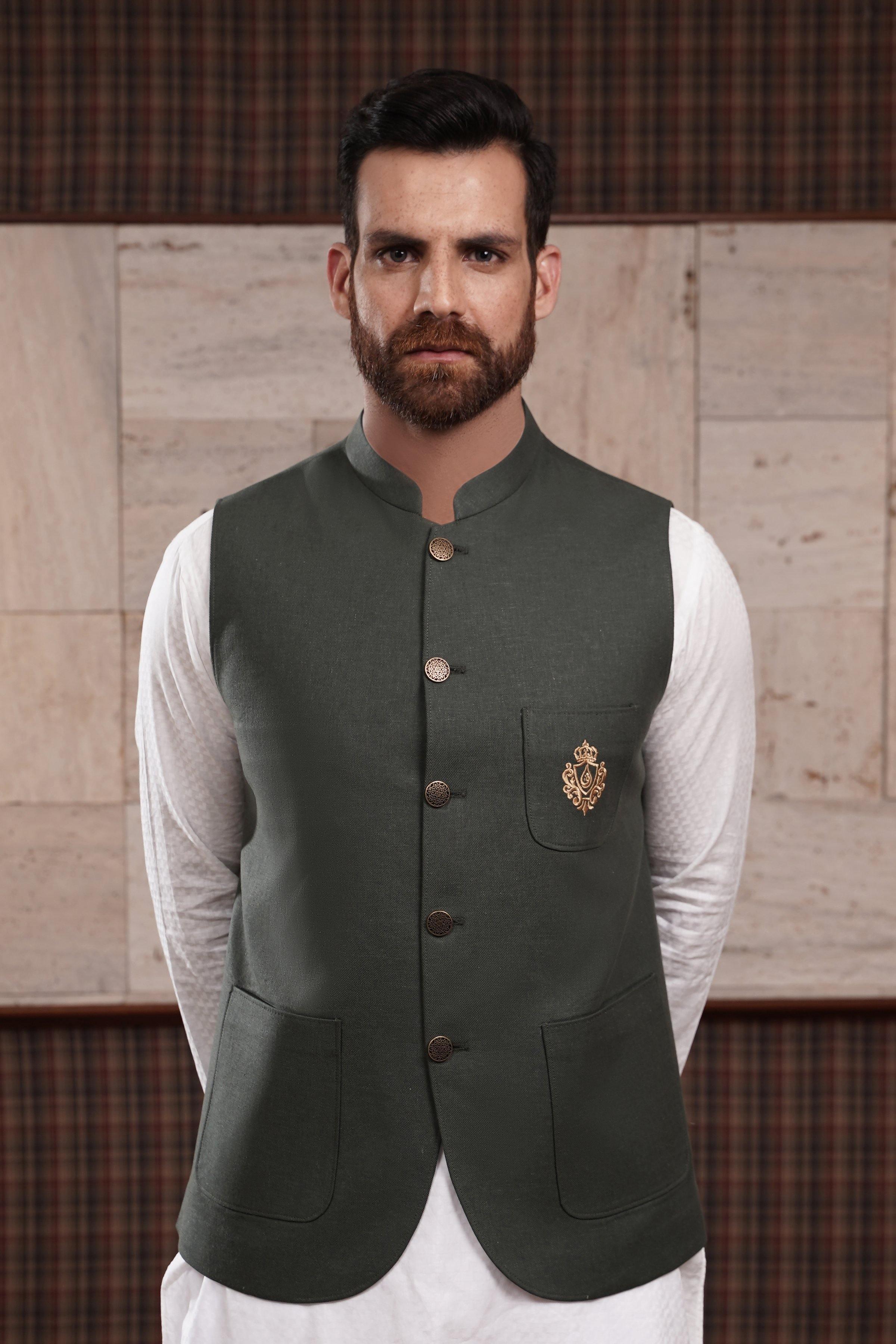 WAIST COAT DARK GREEN at Charcoal Clothing