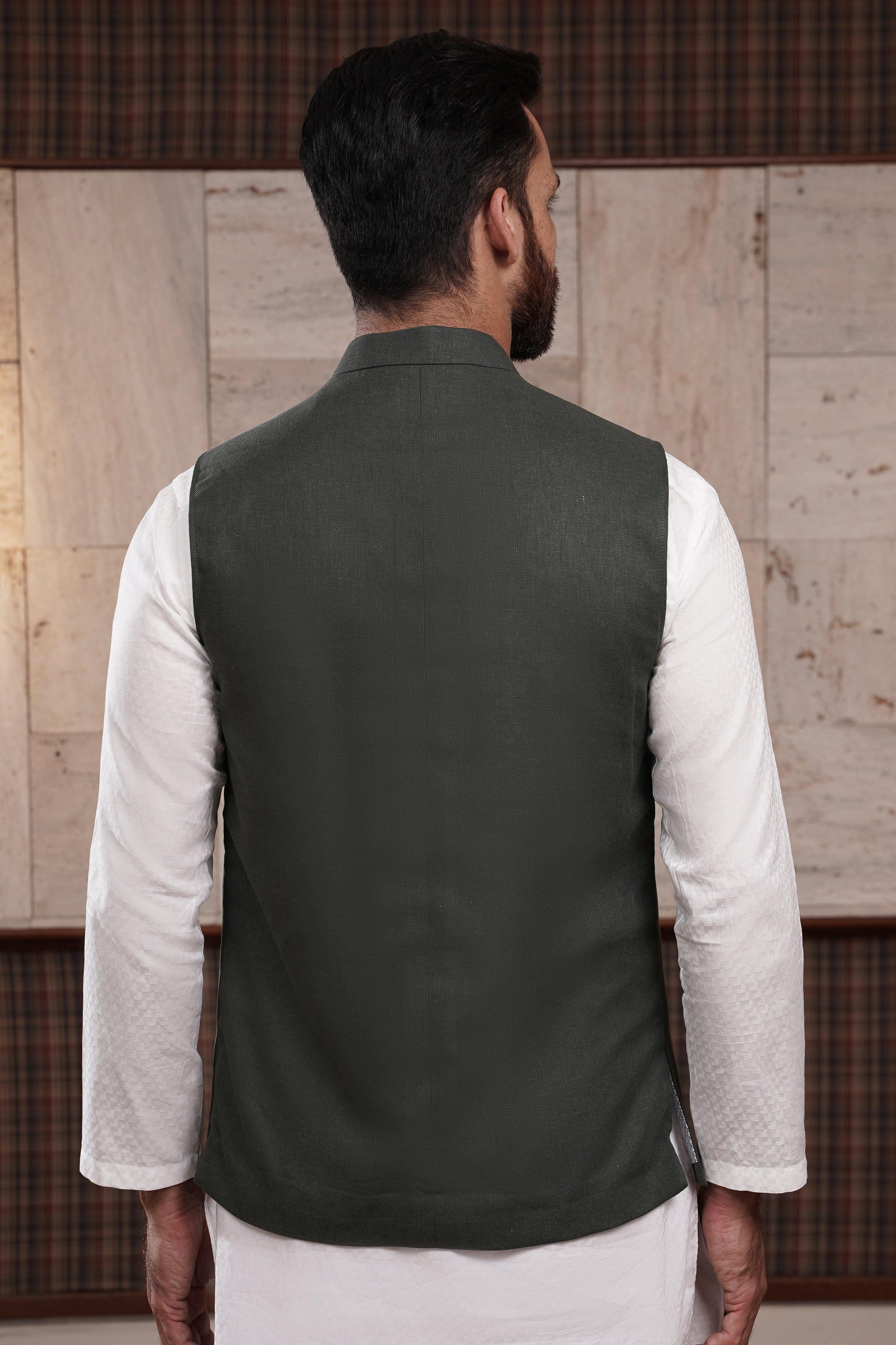 WAIST COAT DARK GREEN at Charcoal Clothing