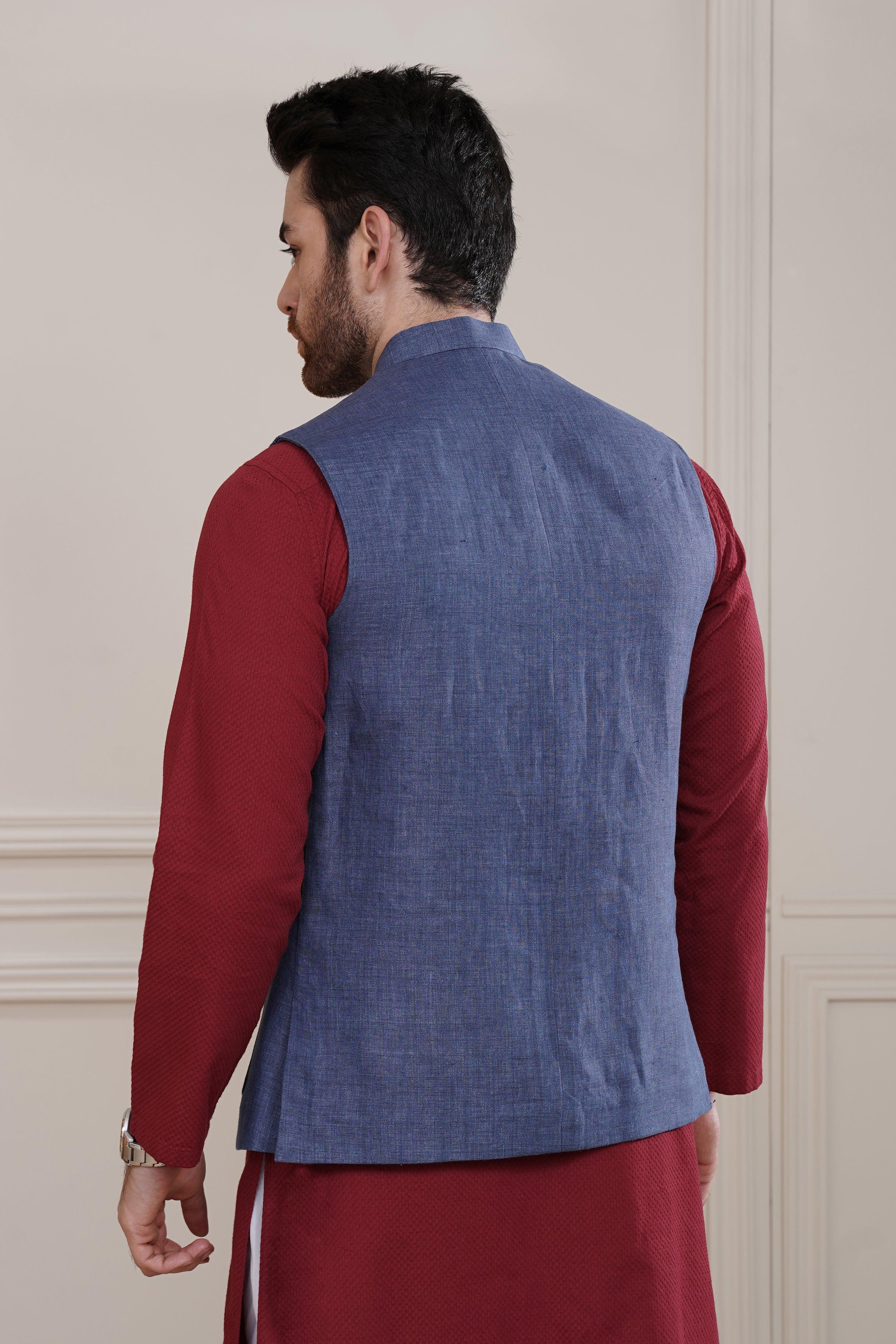 WAISTCOAT BLUE at Charcoal Clothing