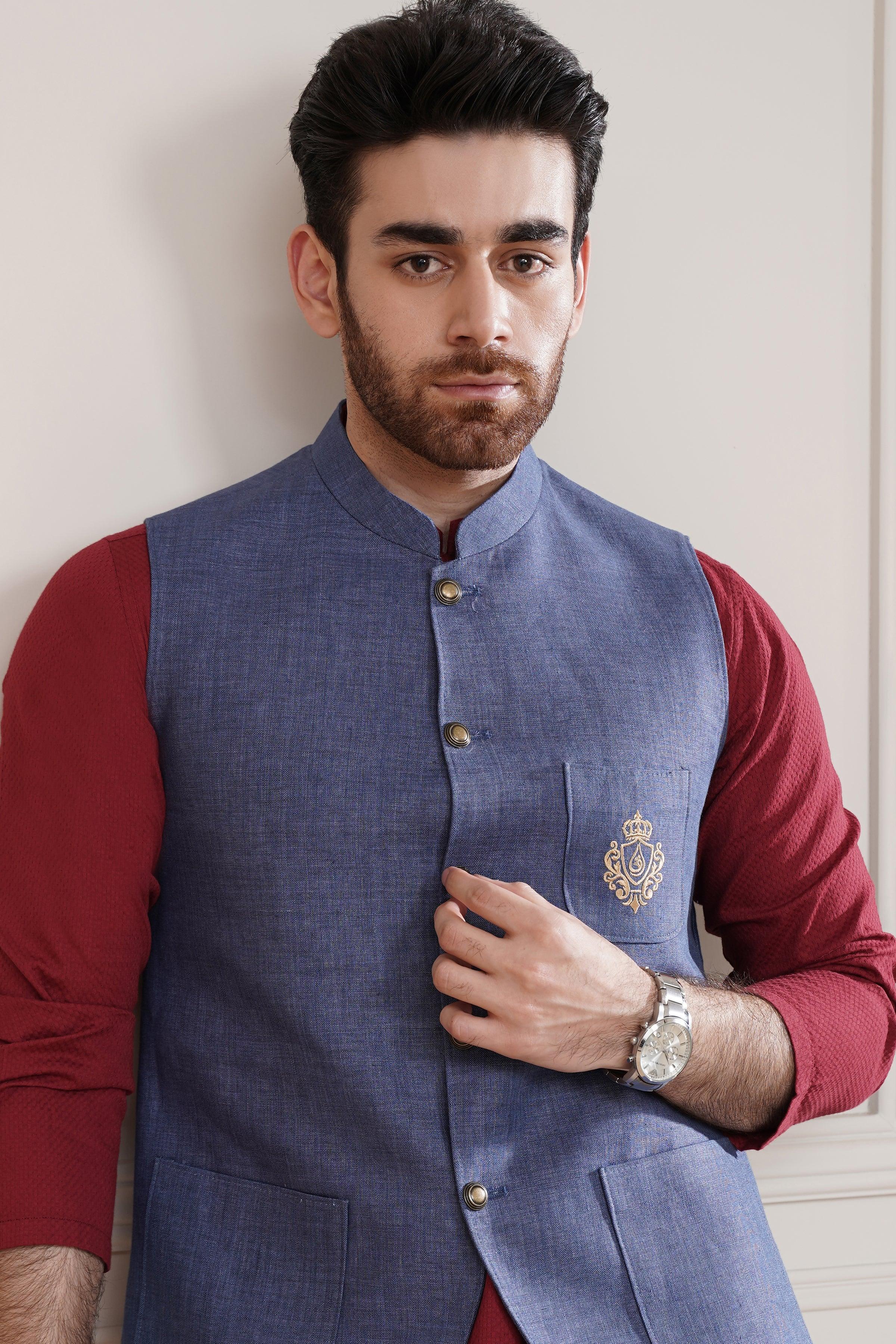 WAISTCOAT BLUE at Charcoal Clothing