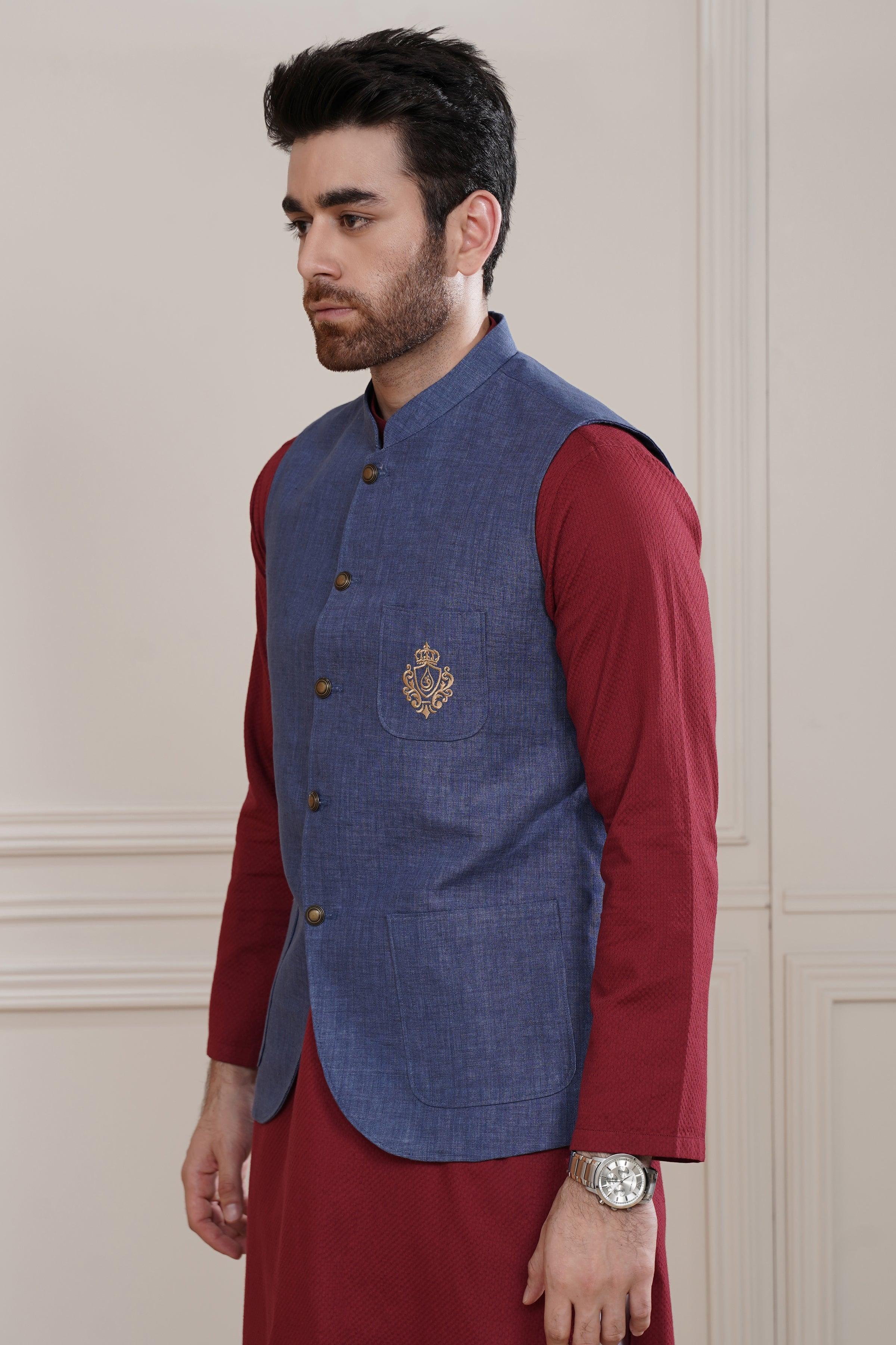 WAISTCOAT BLUE at Charcoal Clothing
