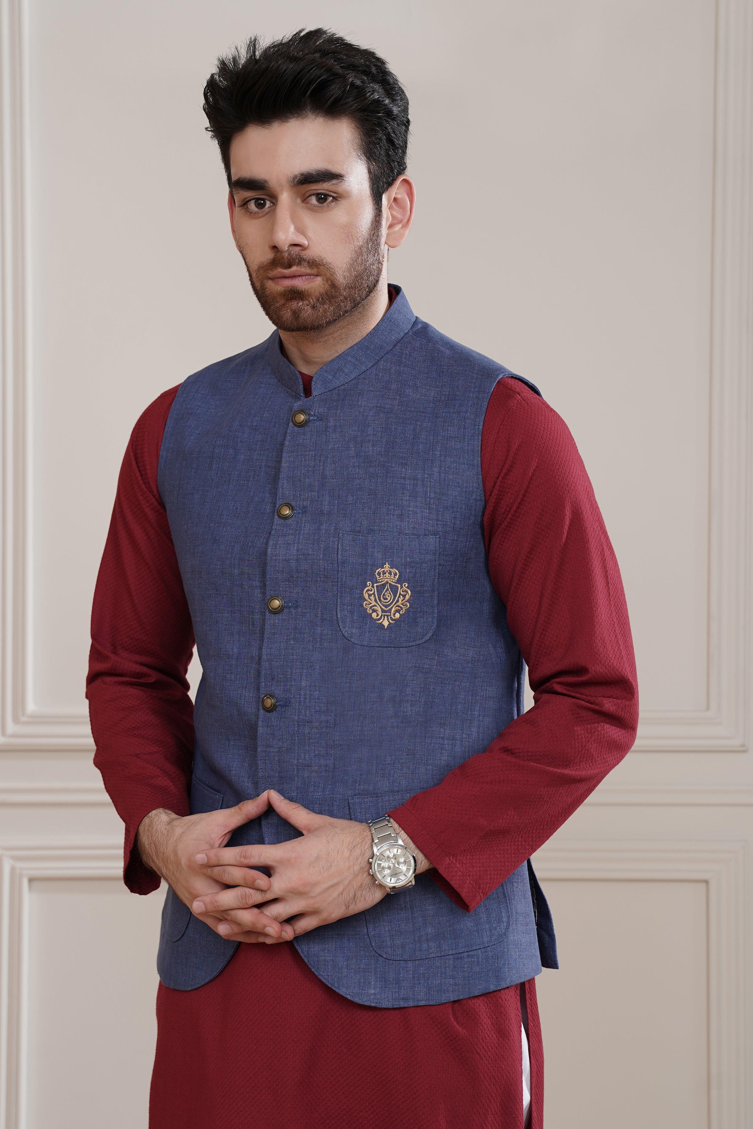 WAISTCOAT BLUE at Charcoal Clothing