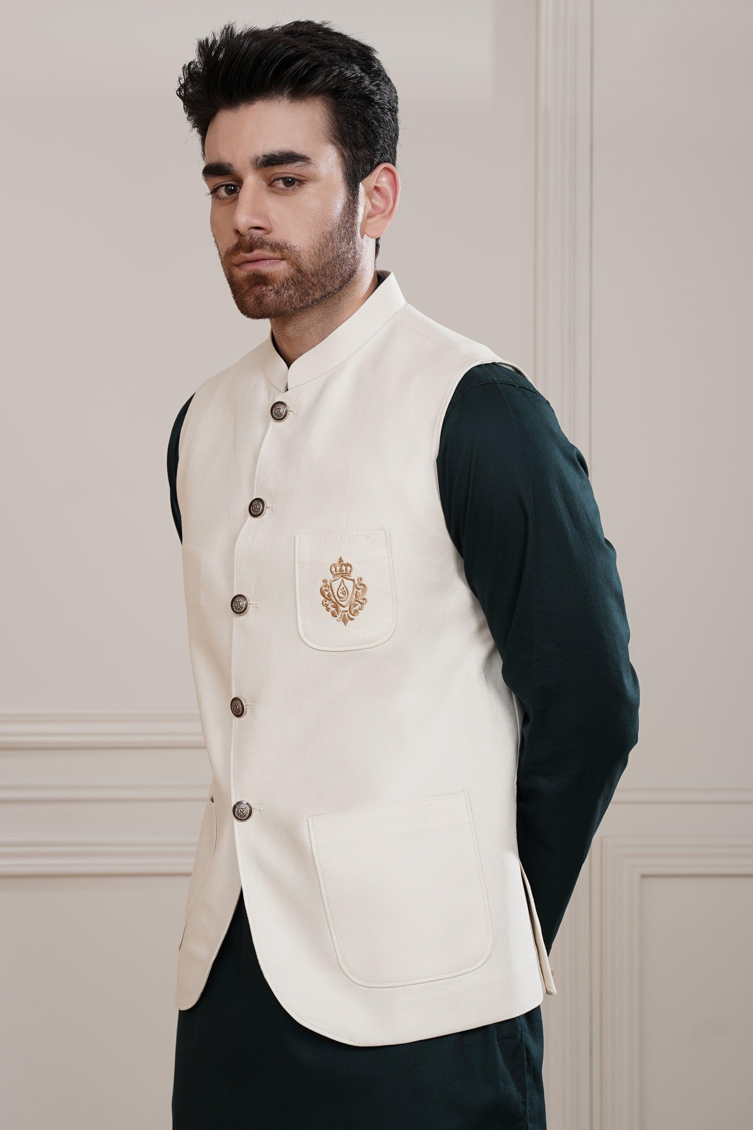WAISTCOAT CREAM at Charcoal Clothing