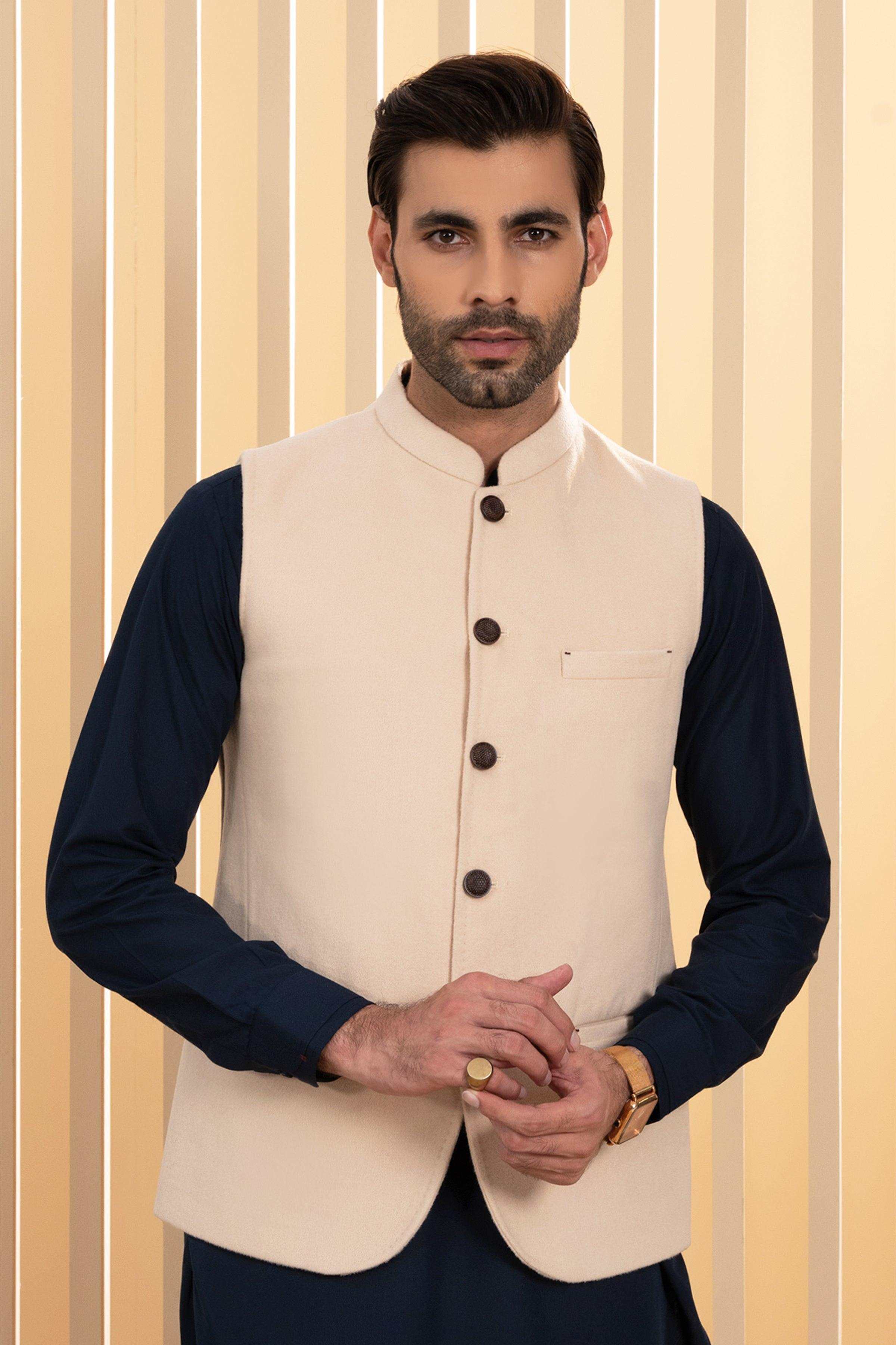 WAISTCOAT CREAM at Charcoal Clothing