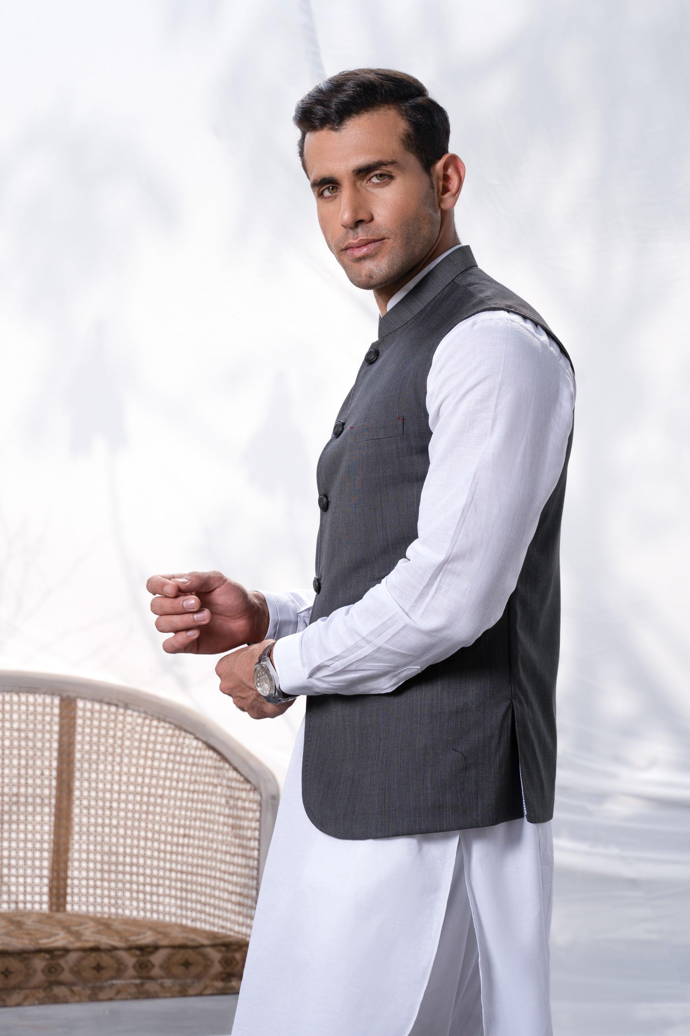 WAISTCOAT DARK GREY at Charcoal Clothing