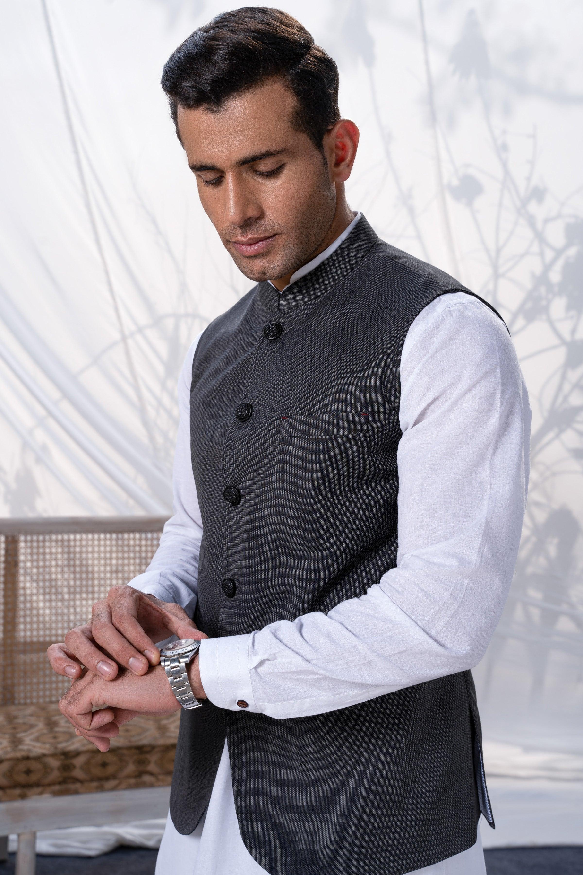 WAISTCOAT DARK GREY at Charcoal Clothing