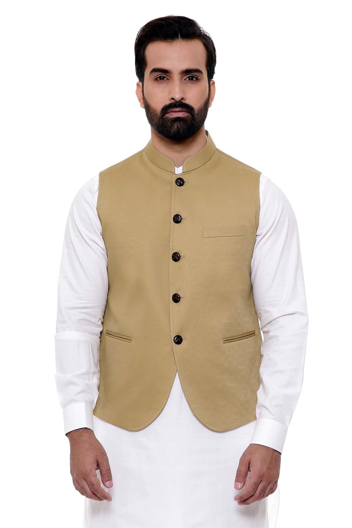 WAISTCOAT DARK KHAKI at Charcoal Clothing