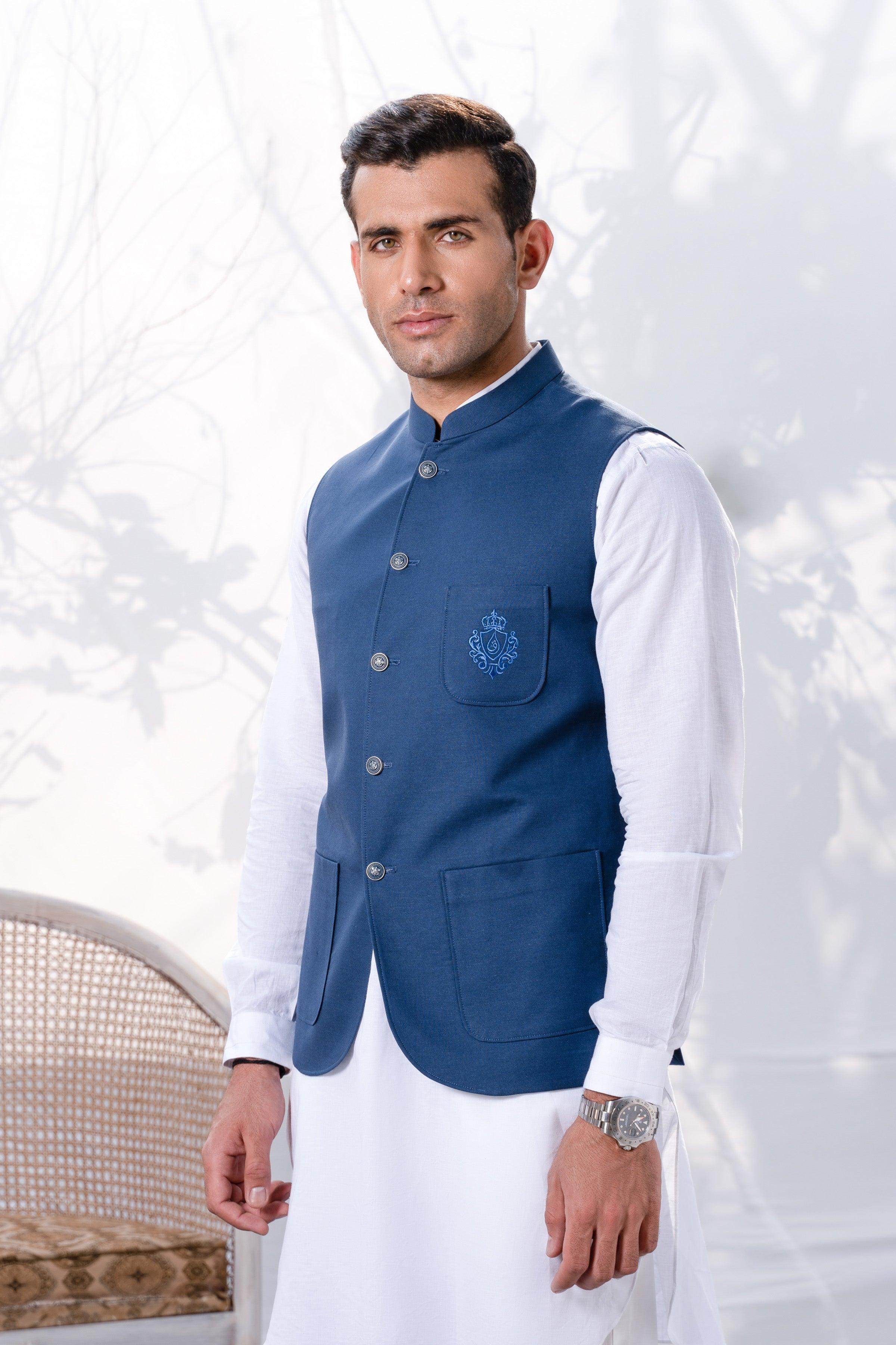 WAISTCOAT INDIGO BLUE at Charcoal Clothing