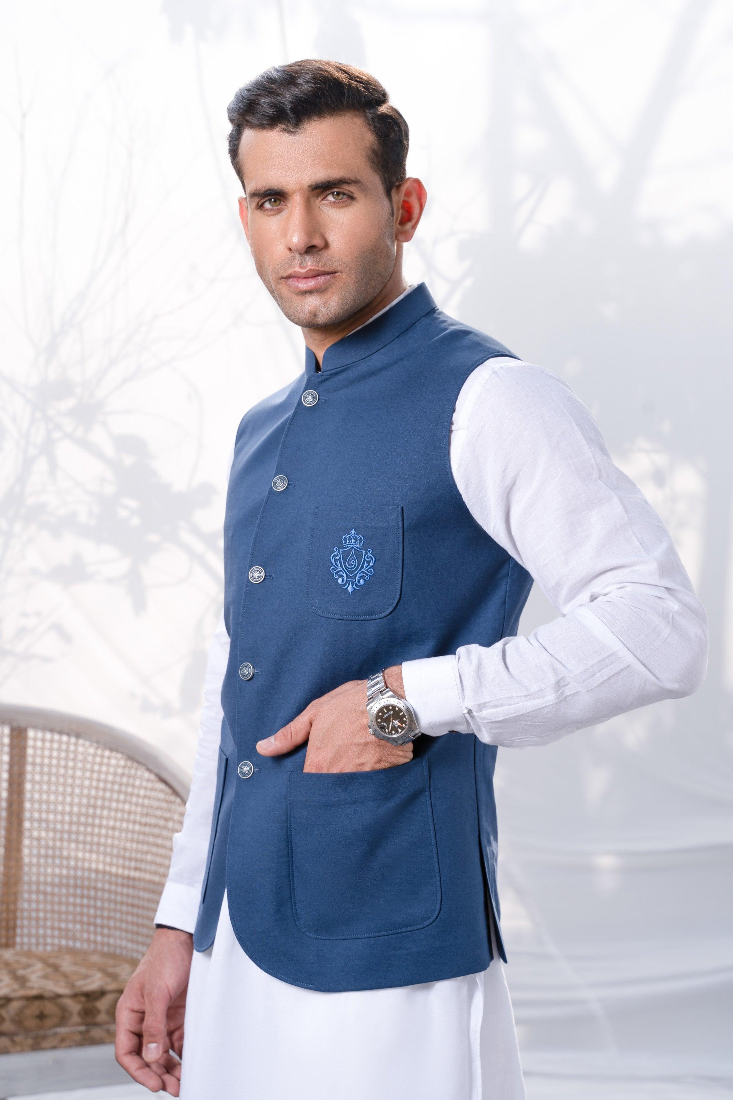 WAISTCOAT INDIGO BLUE at Charcoal Clothing
