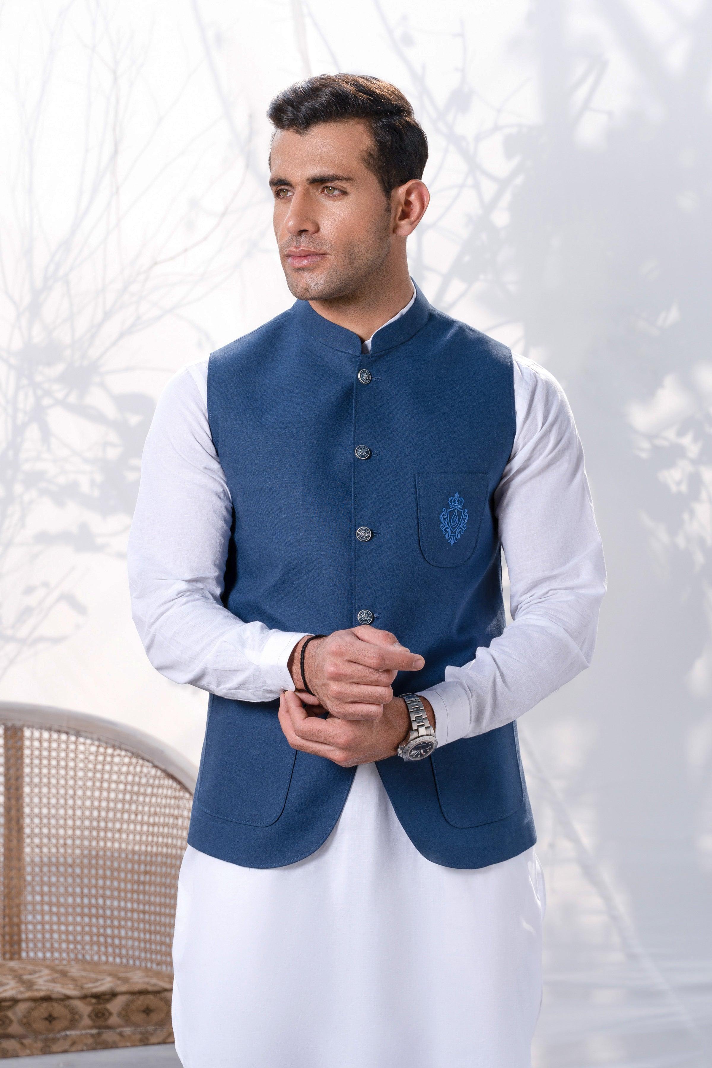 WAISTCOAT INDIGO BLUE at Charcoal Clothing