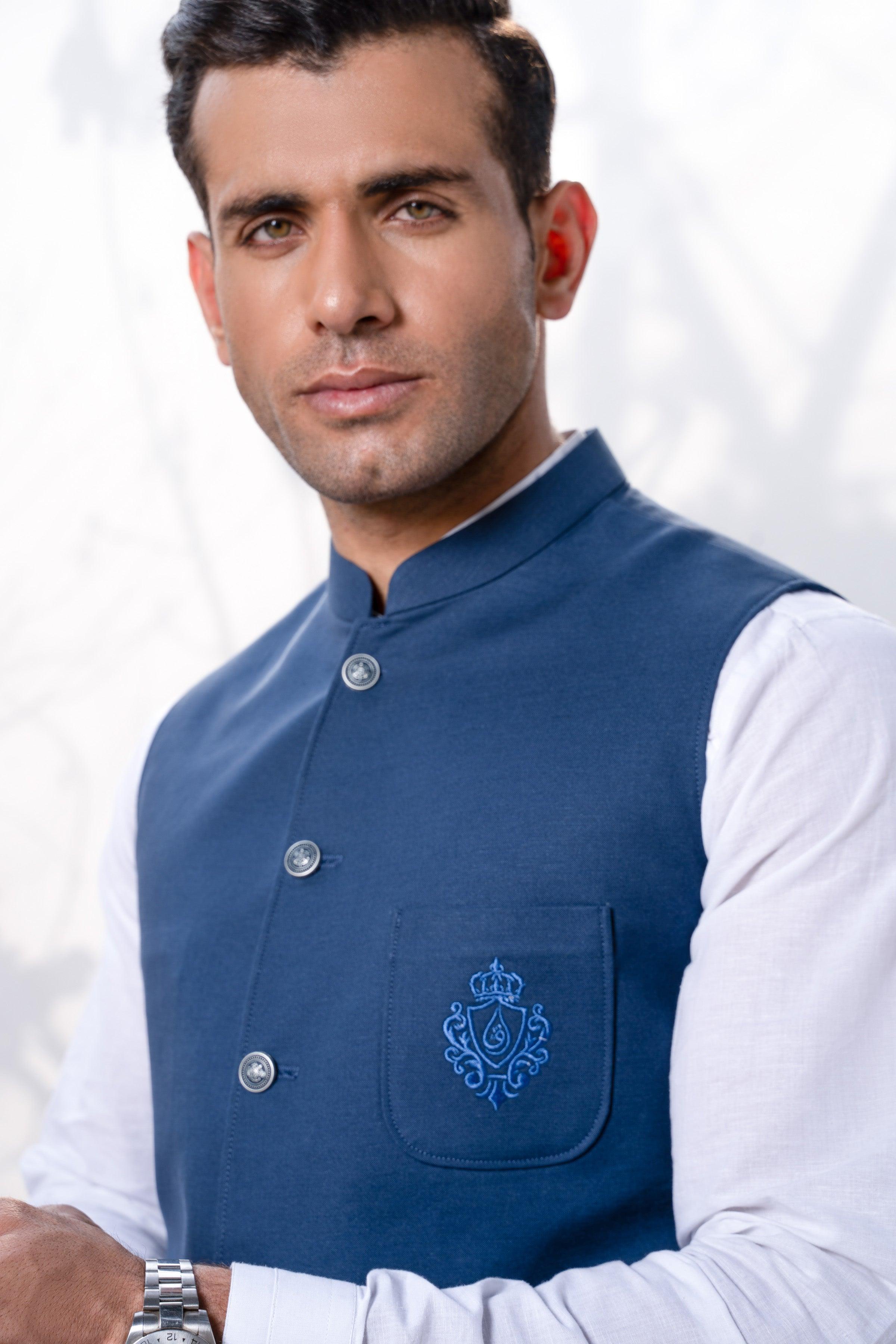WAISTCOAT INDIGO BLUE at Charcoal Clothing