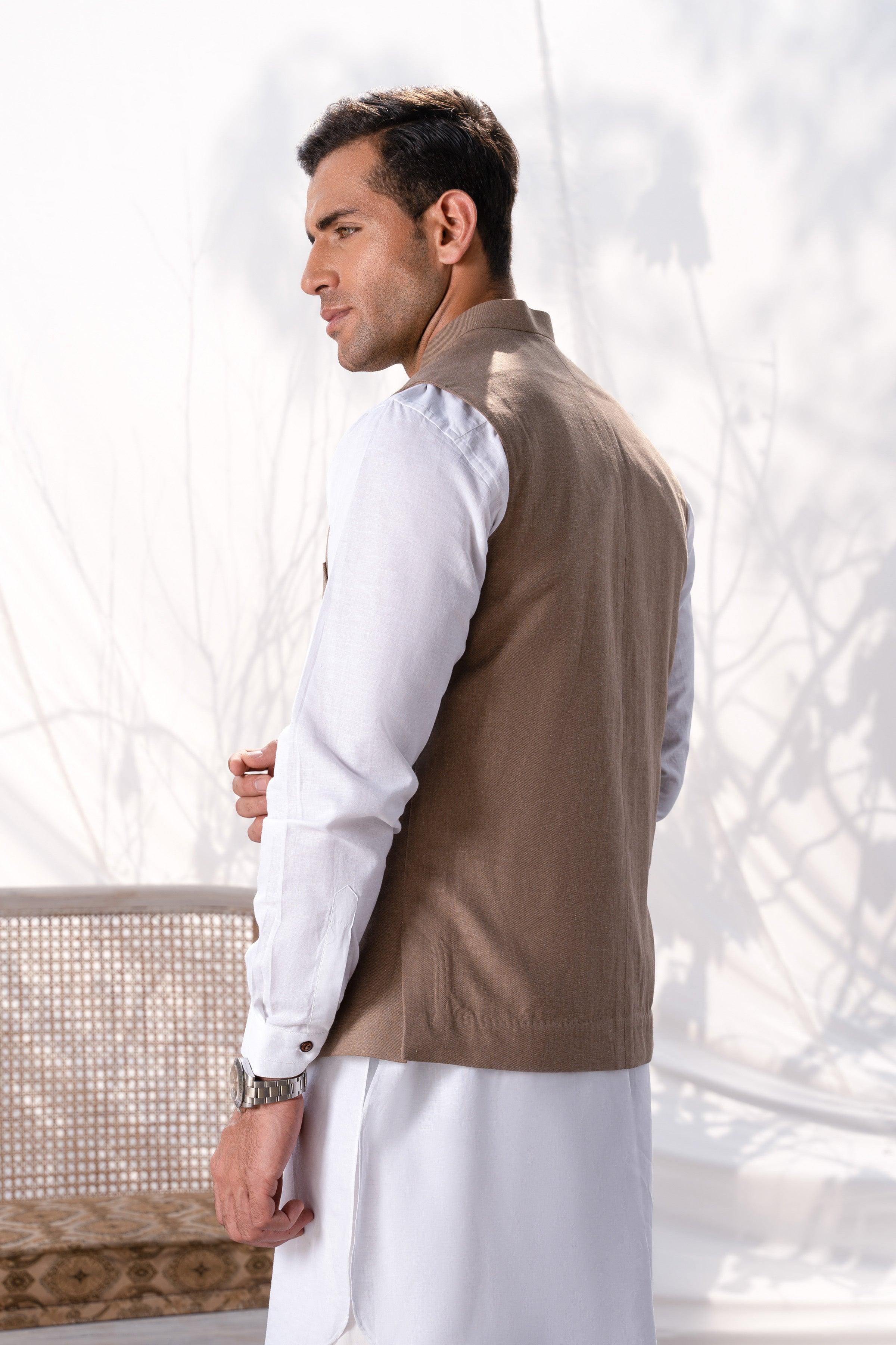 WAISTCOAT KHAKI at Charcoal Clothing