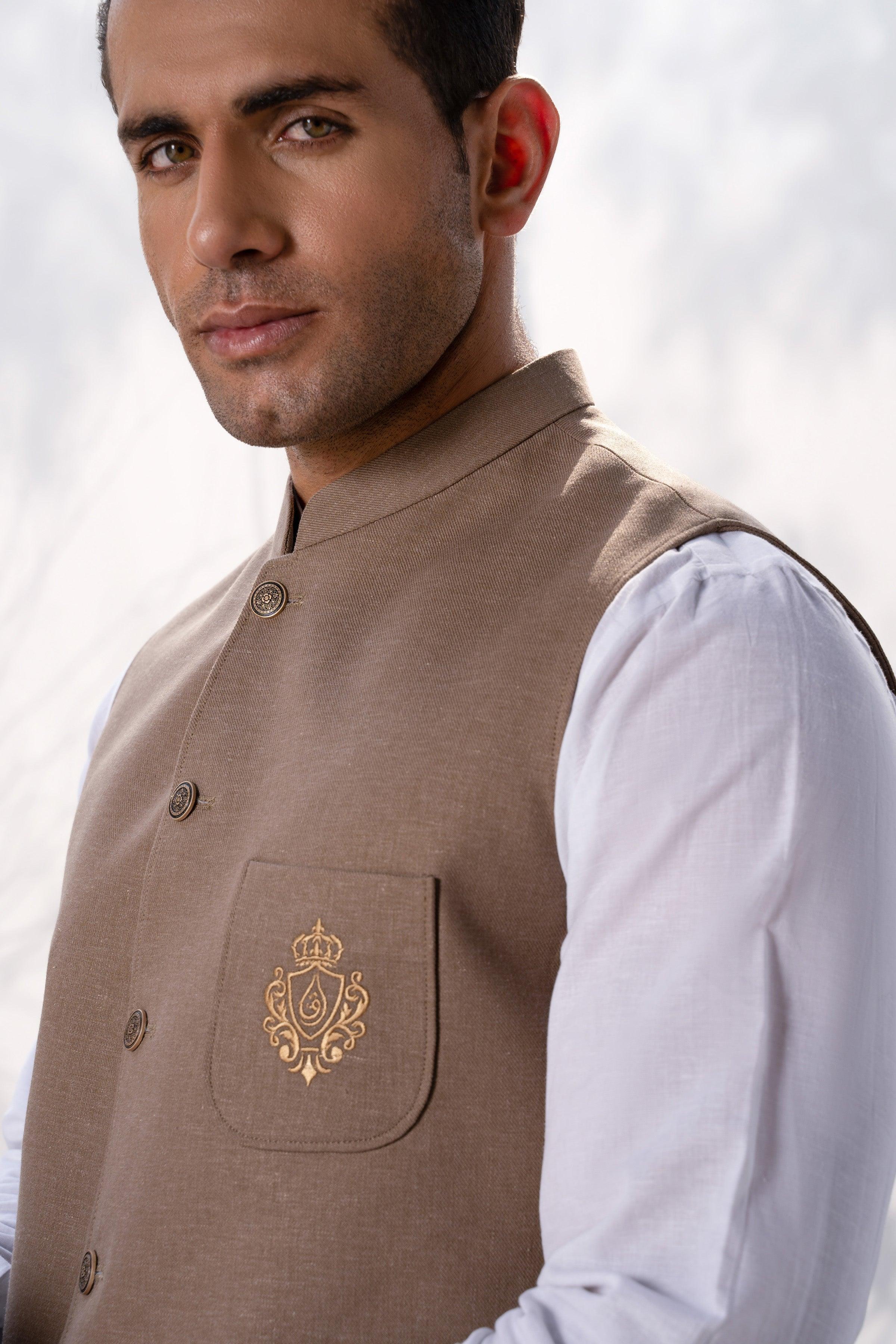 WAISTCOAT KHAKI at Charcoal Clothing