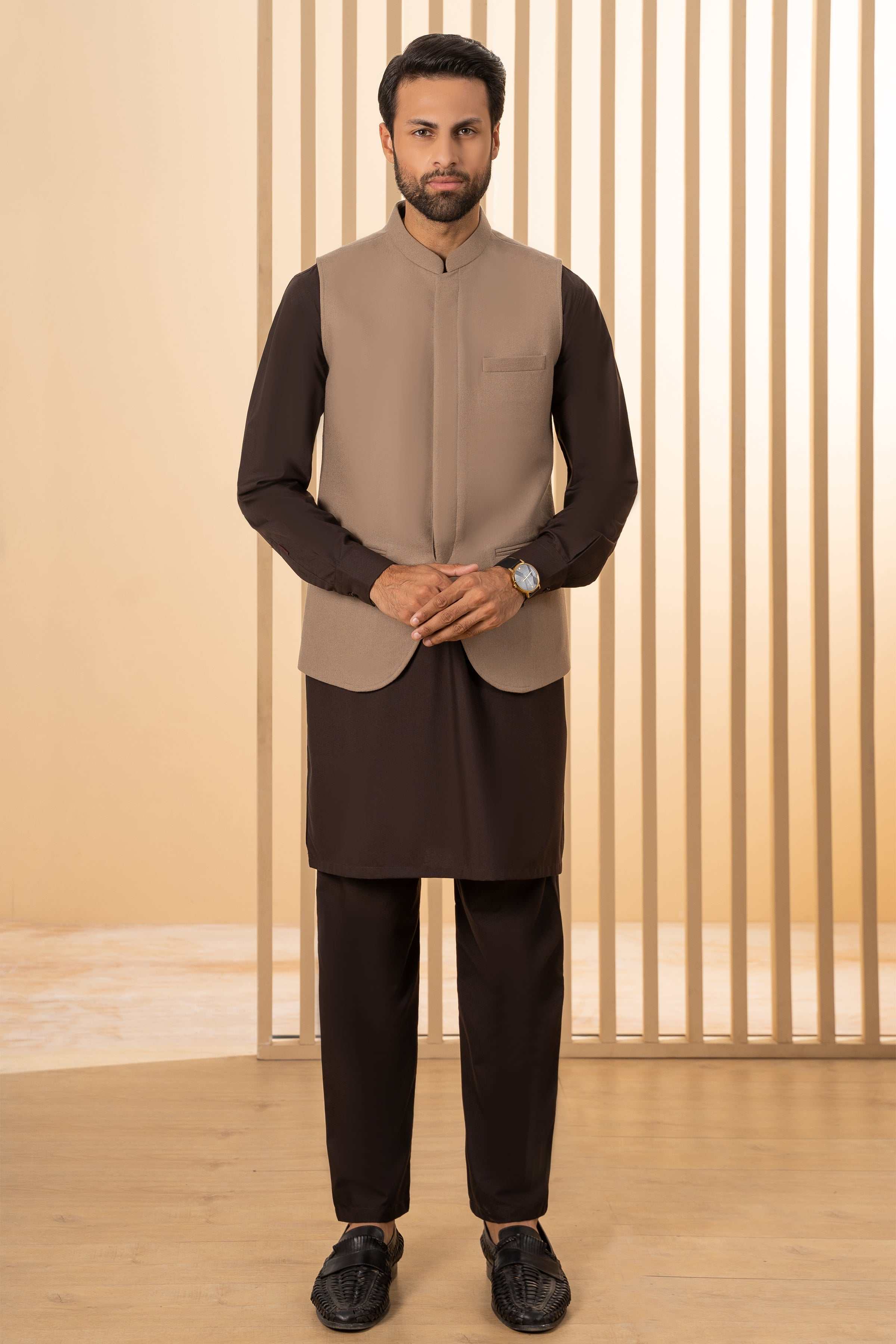 WAISTCOAT KHAKI at Charcoal Clothing