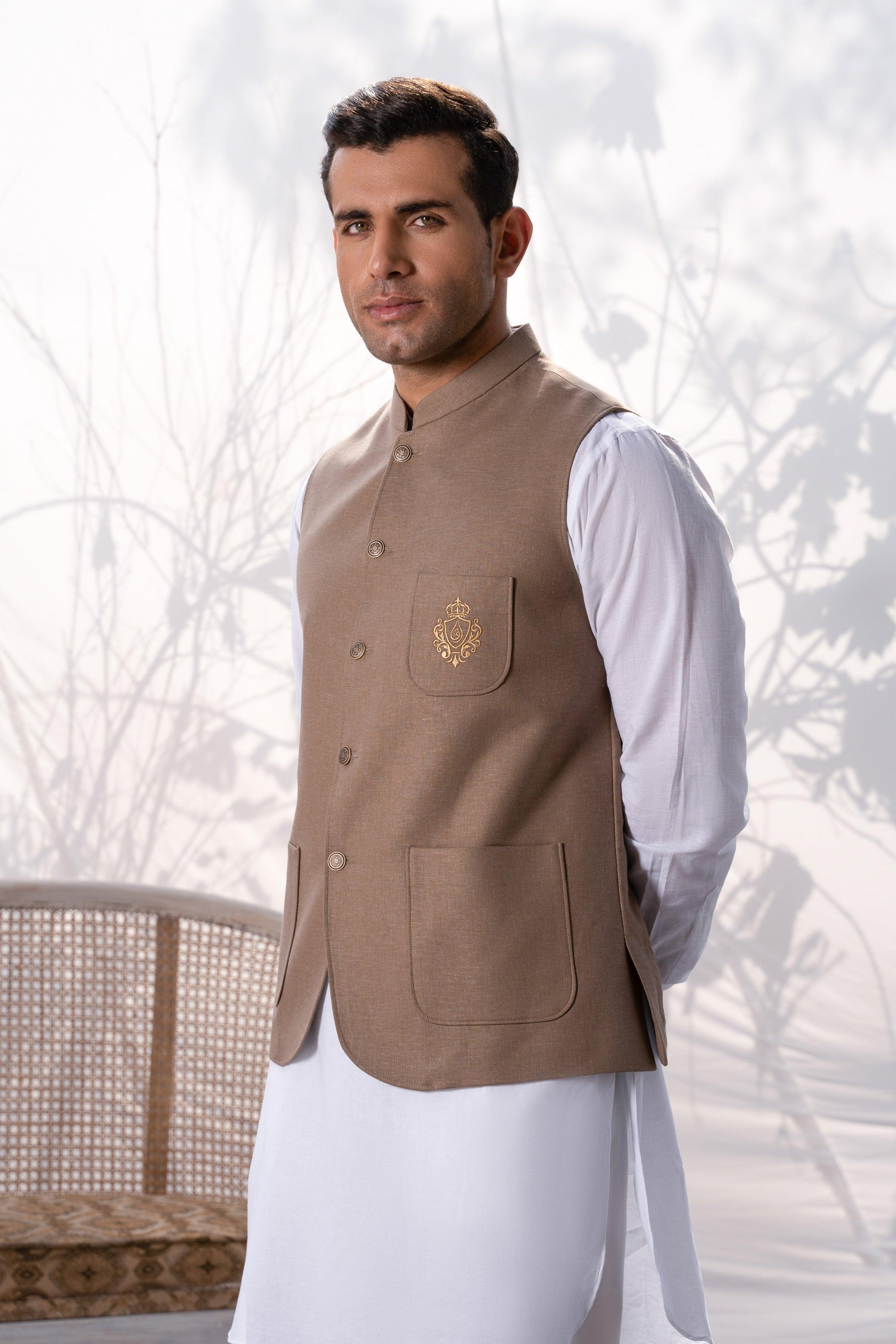WAISTCOAT KHAKI at Charcoal Clothing
