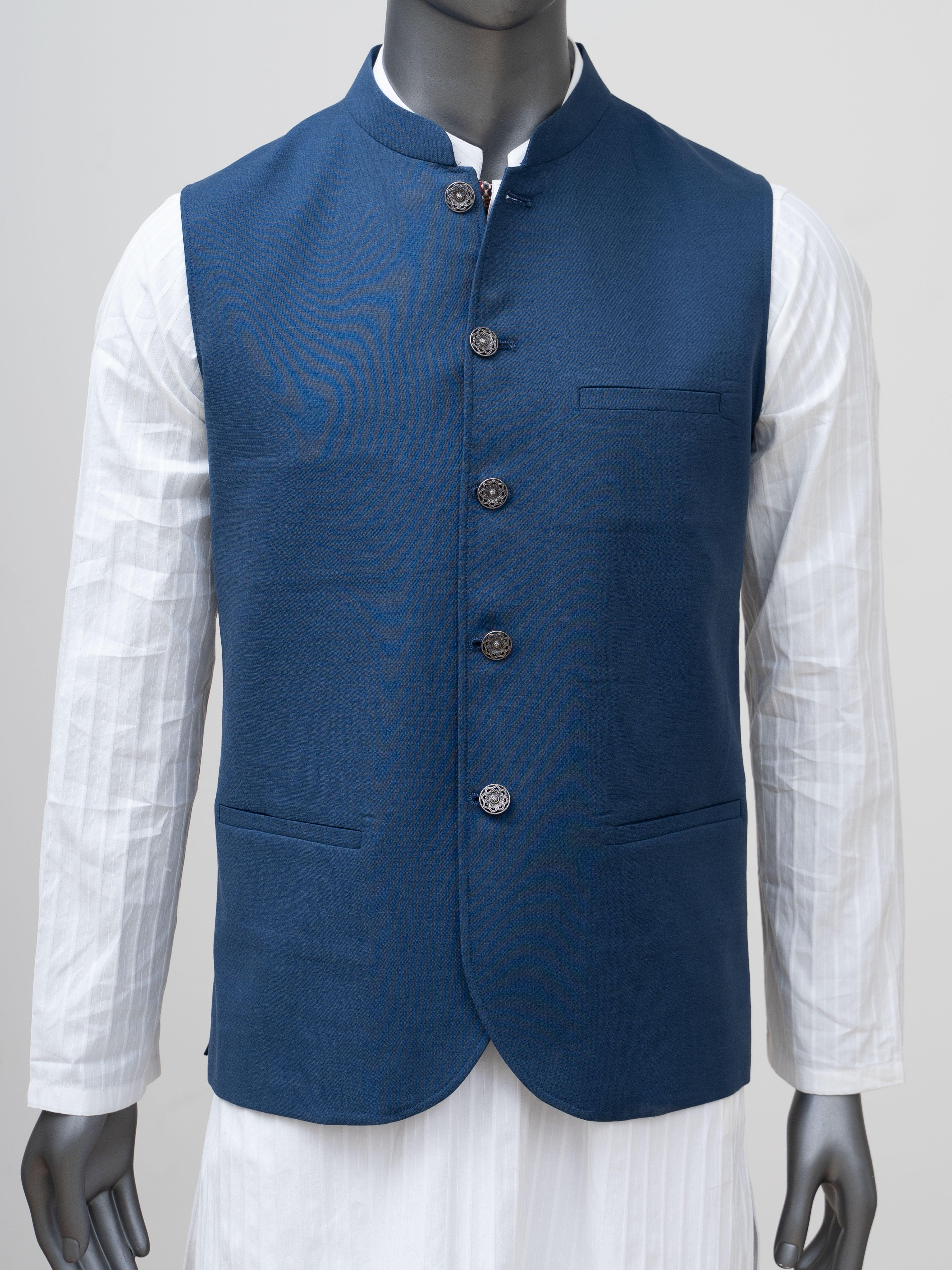 WAISTCOAT LIGHT NAVY BLUE at Charcoal Clothing