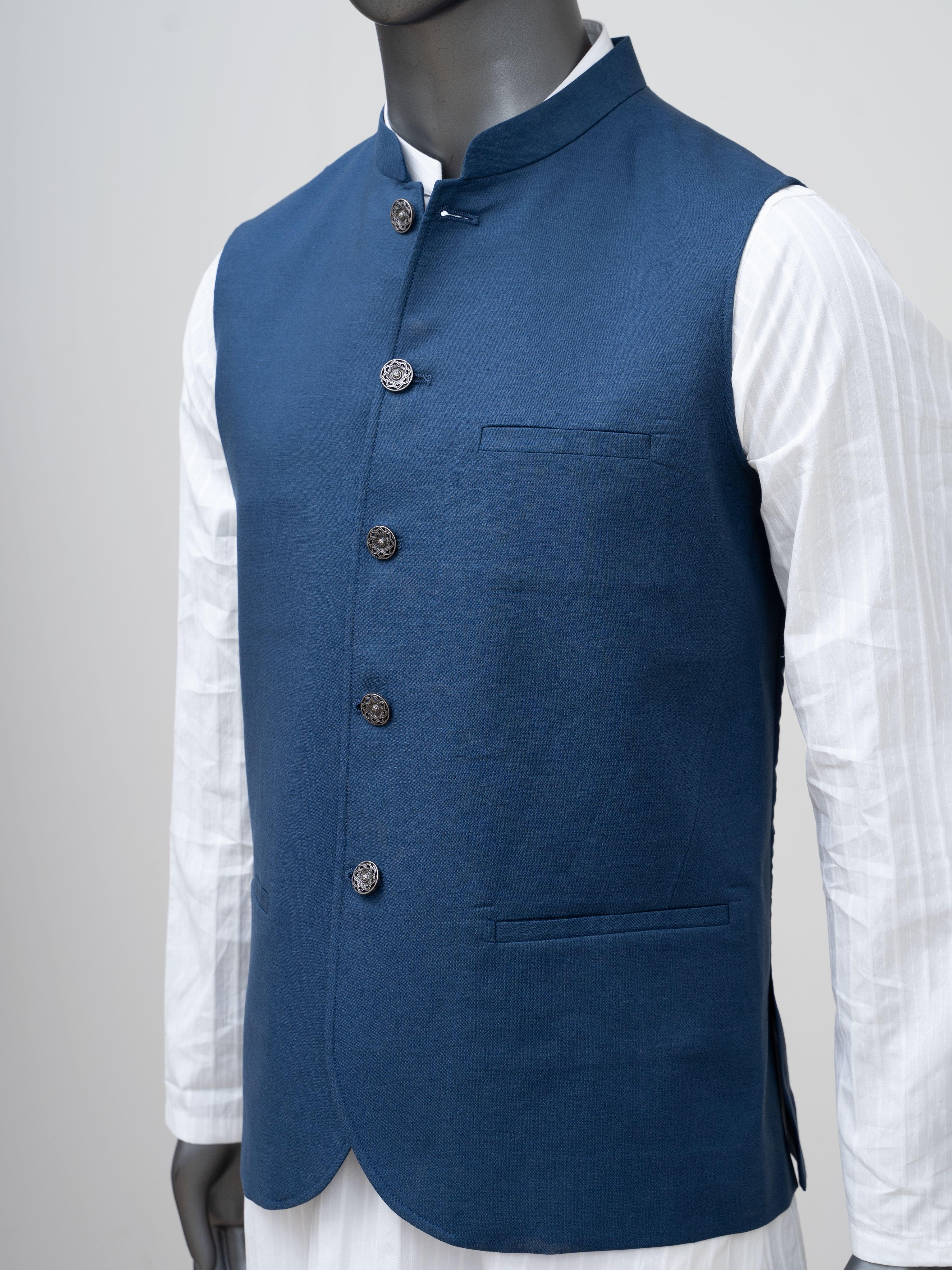 WAISTCOAT LIGHT NAVY BLUE at Charcoal Clothing
