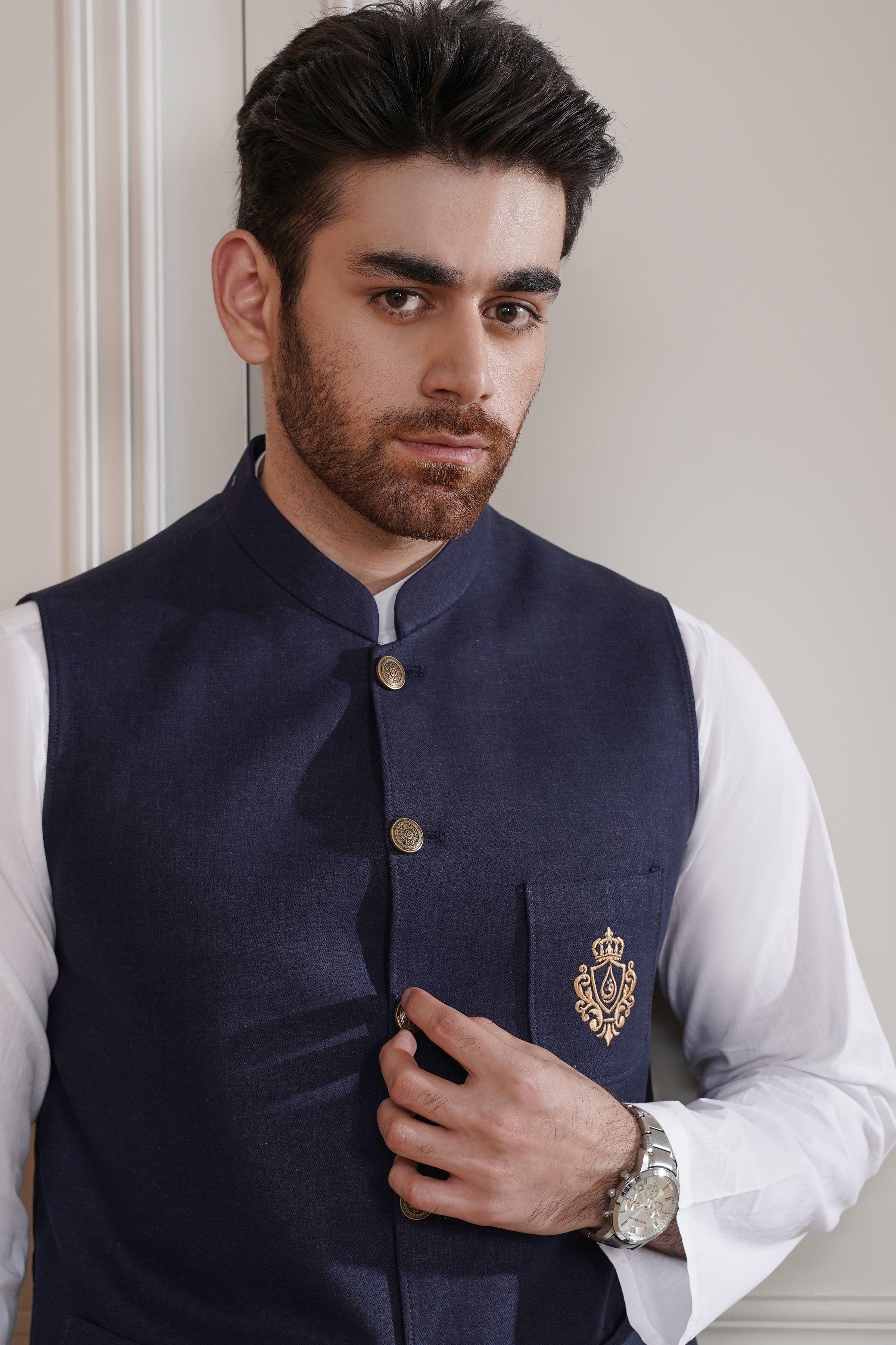 WAISTCOAT NAVY at Charcoal Clothing