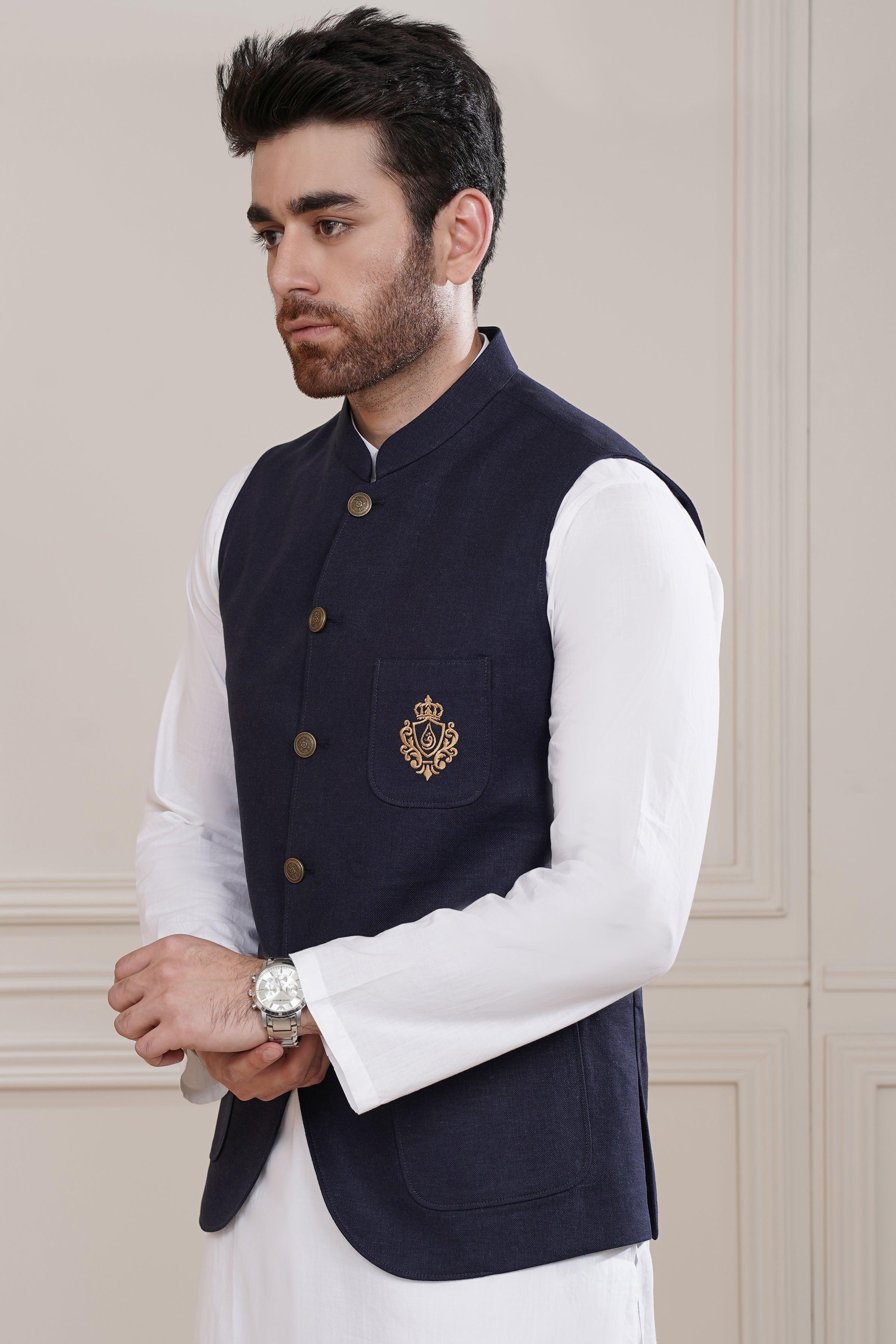 WAISTCOAT NAVY at Charcoal Clothing