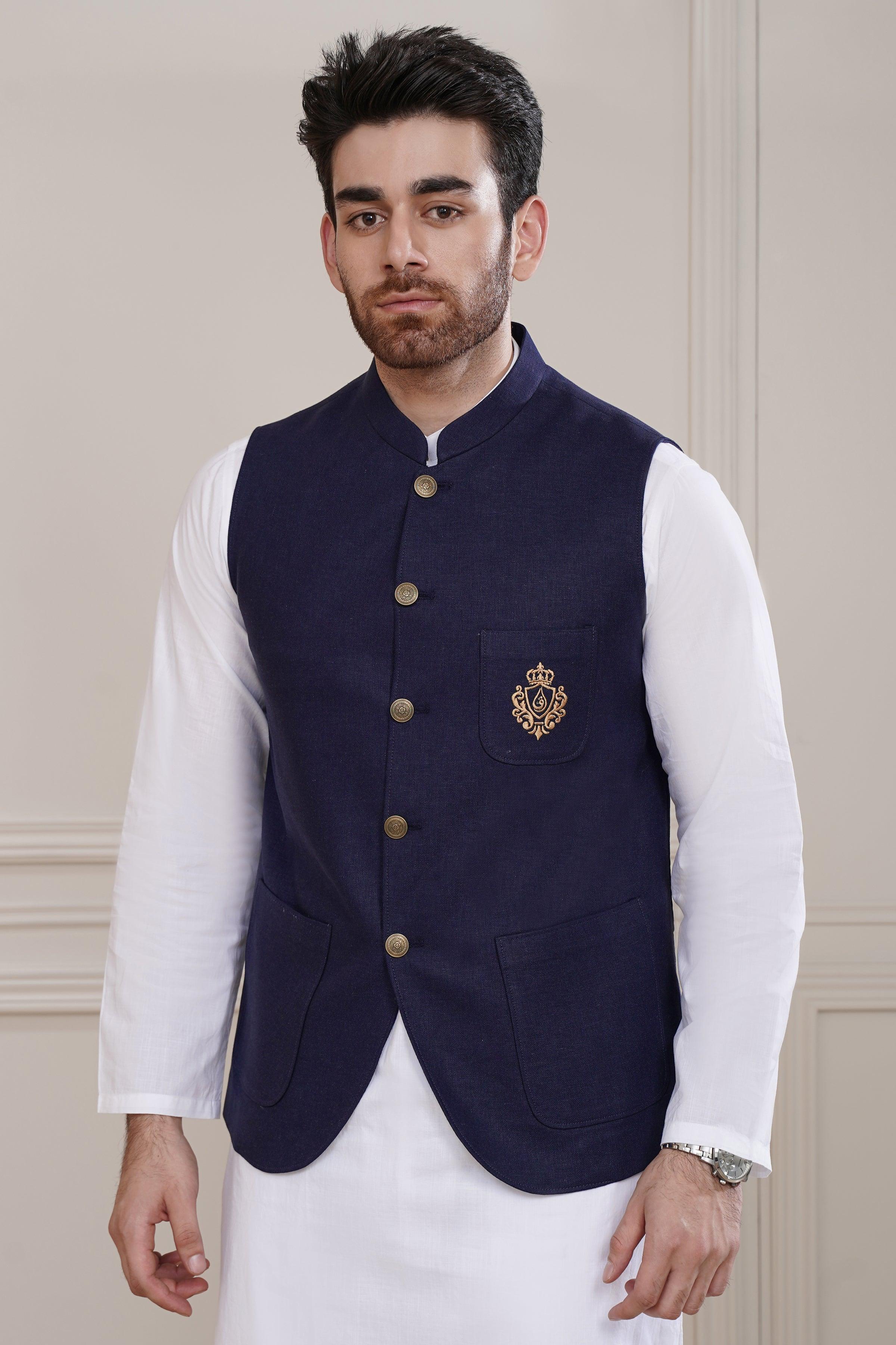 WAISTCOAT NAVY at Charcoal Clothing