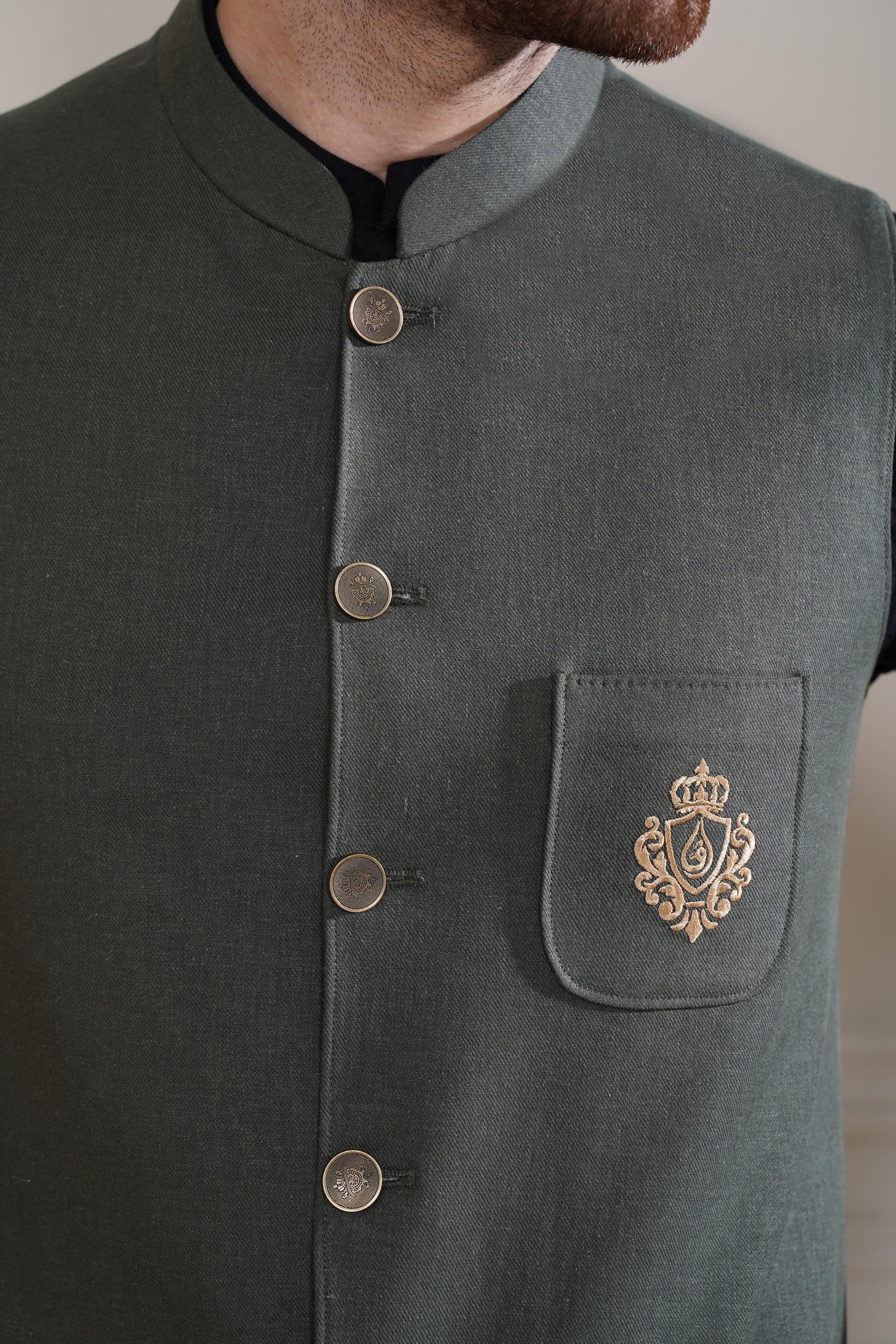 WAISTCOAT OLIVE at Charcoal Clothing