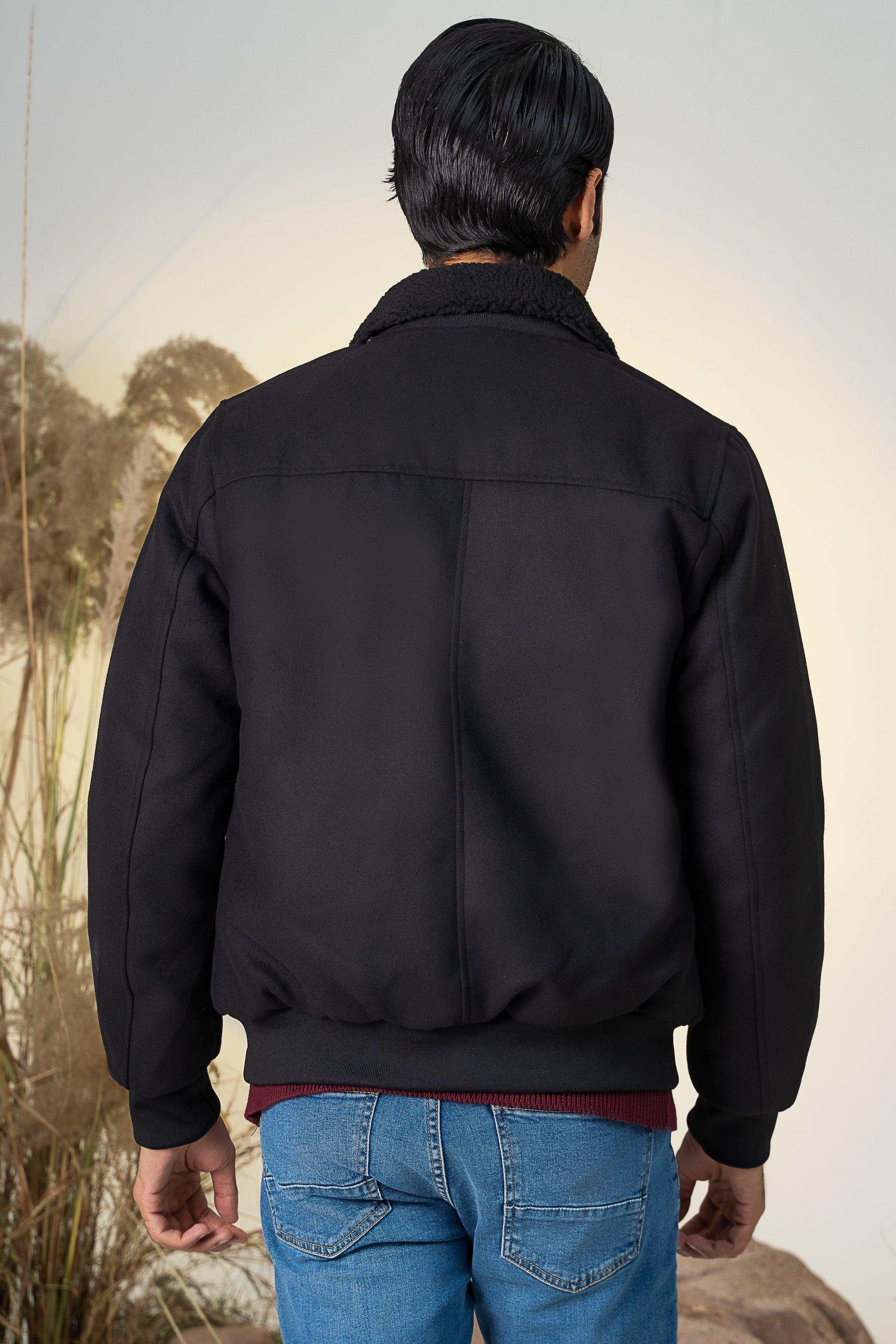 WOOL JACKET F/S BLACK at Charcoal Clothing